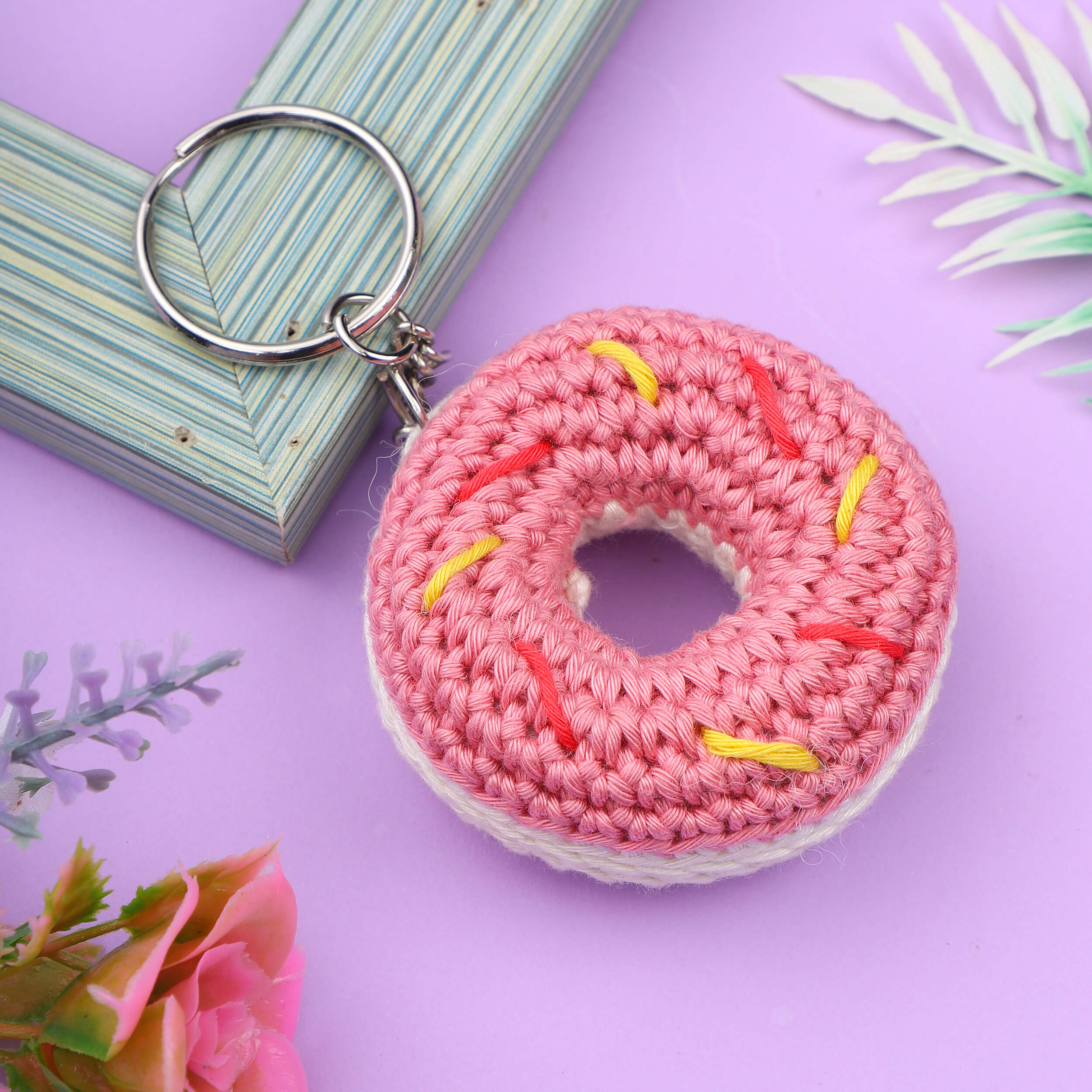 Handmade Crochet Donut Keychain