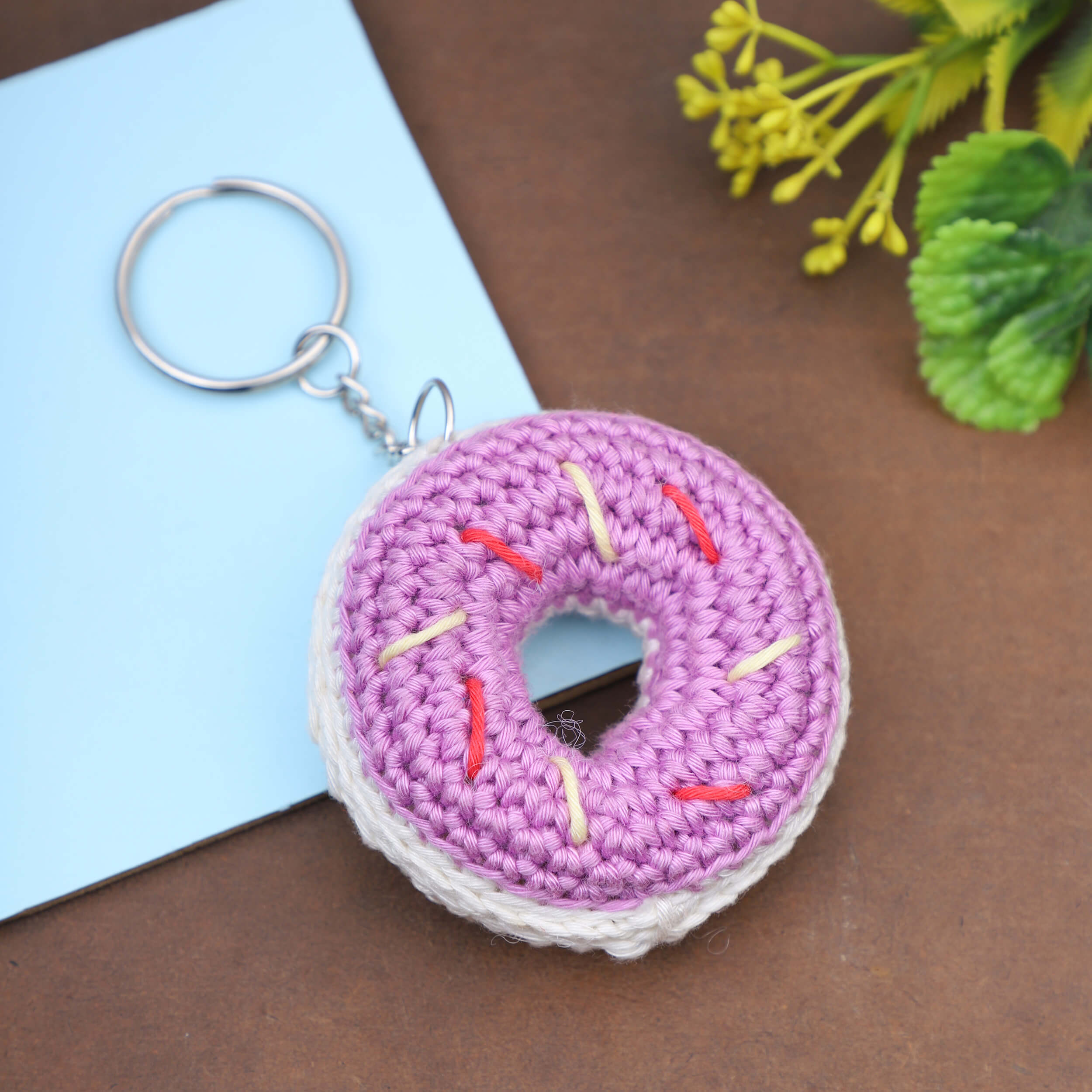 Handmade Crochet Donut Keychain