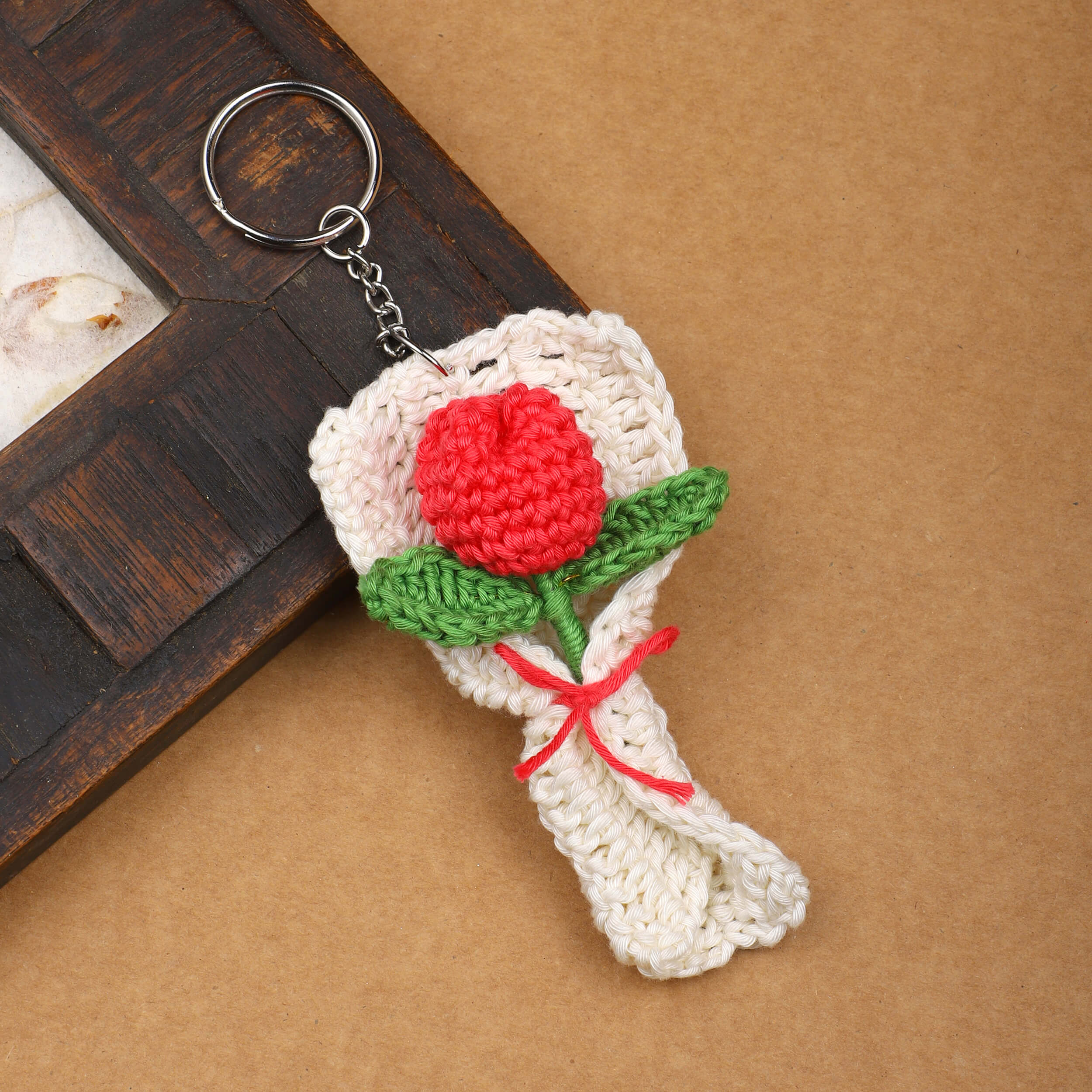 Handmade Crochet Tiny Tulip Bouquet-Fuchsia