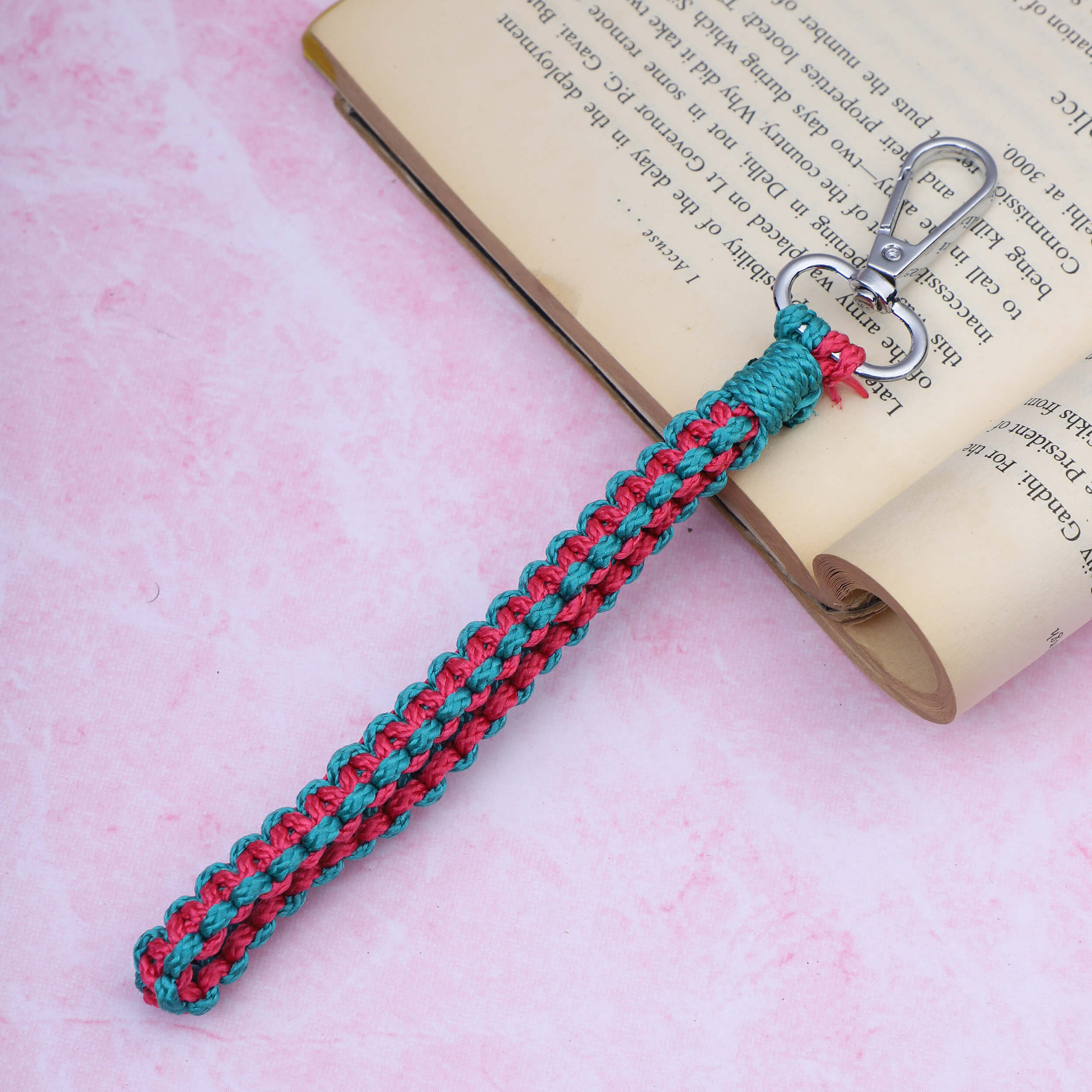 Macrame Wrist Wrap Keychain with Lobster Clasp