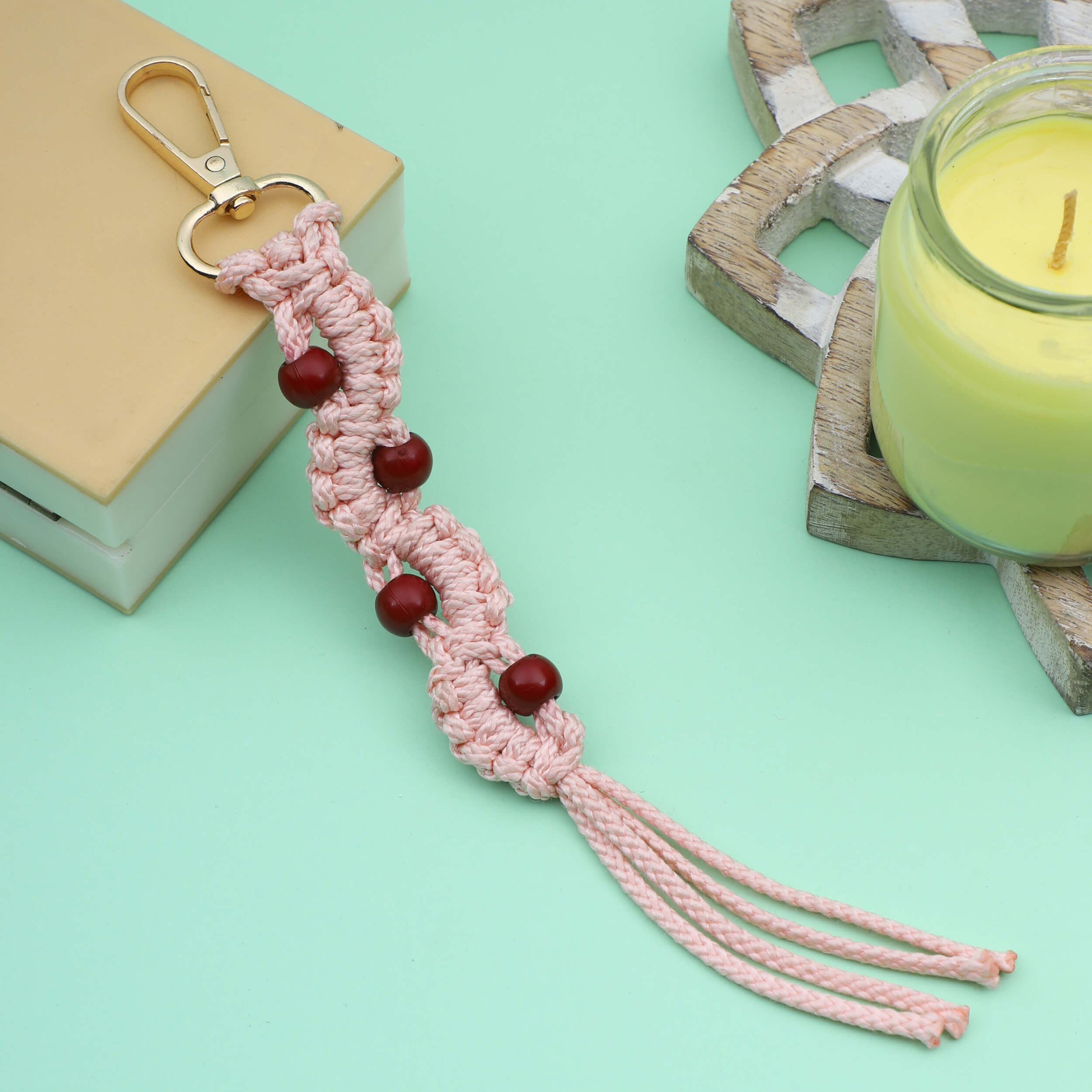 Macrame Keychain with Lobster Clasp