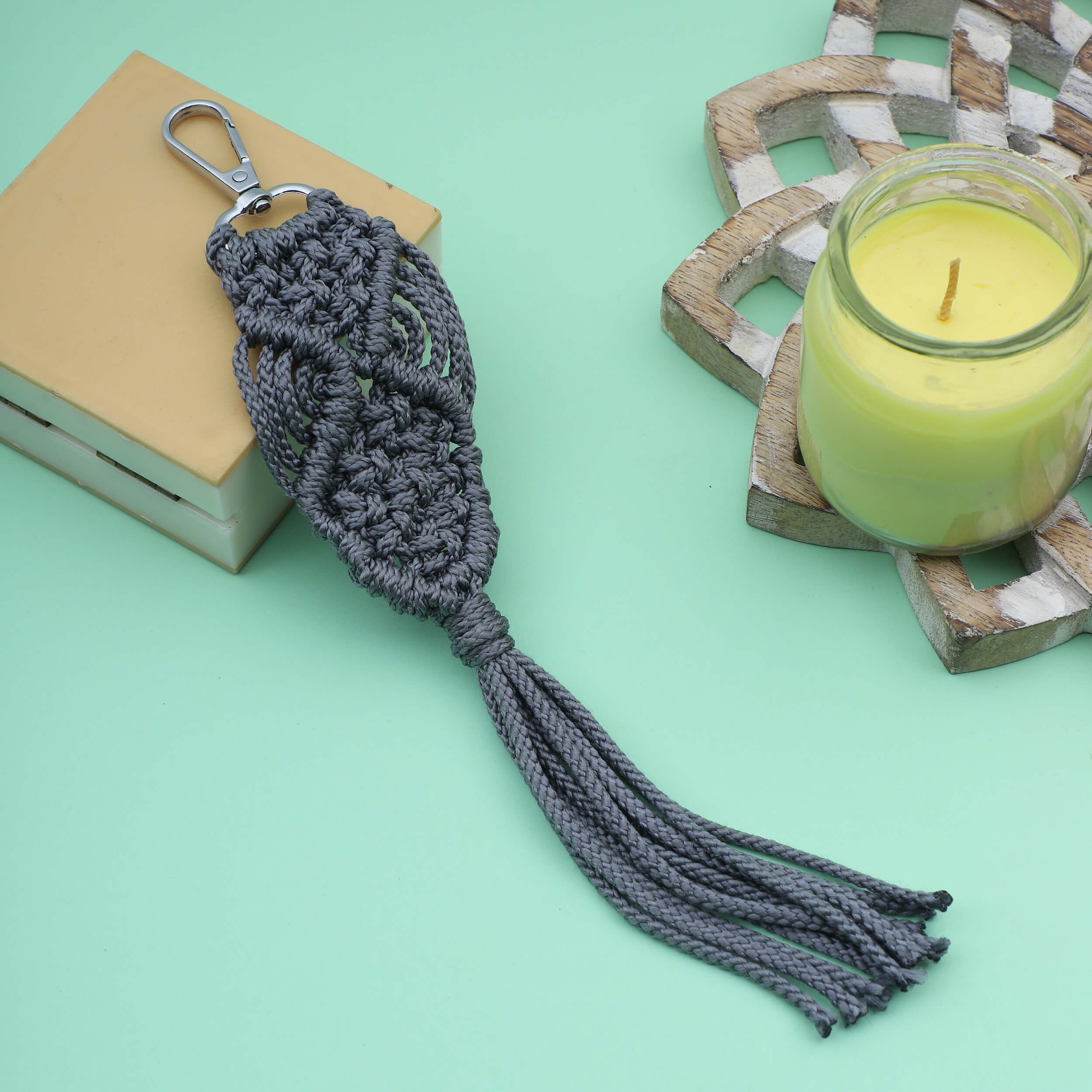 Macrame Keychain with Lobster Clasp