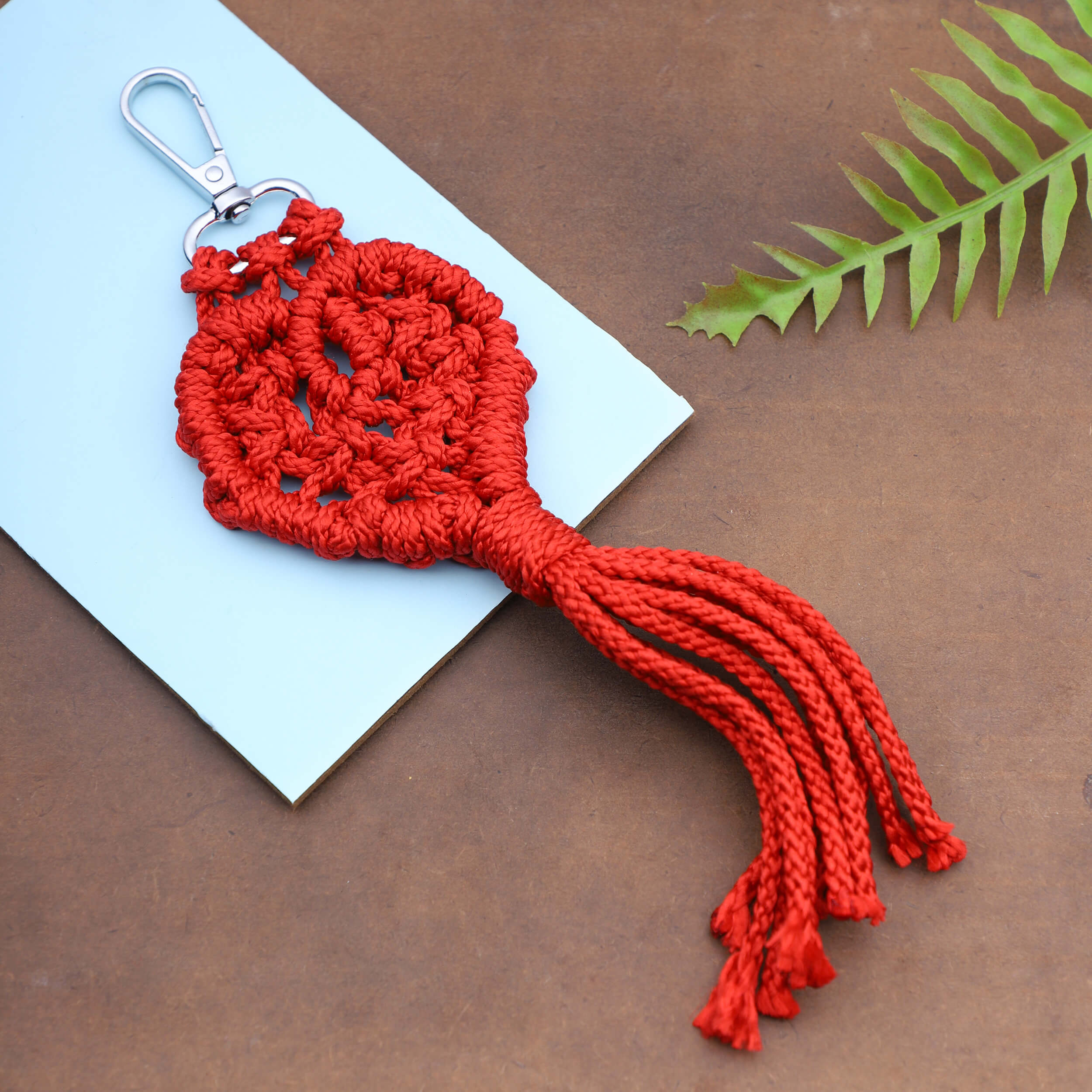 Macrame Keychain with Lobster Clasp