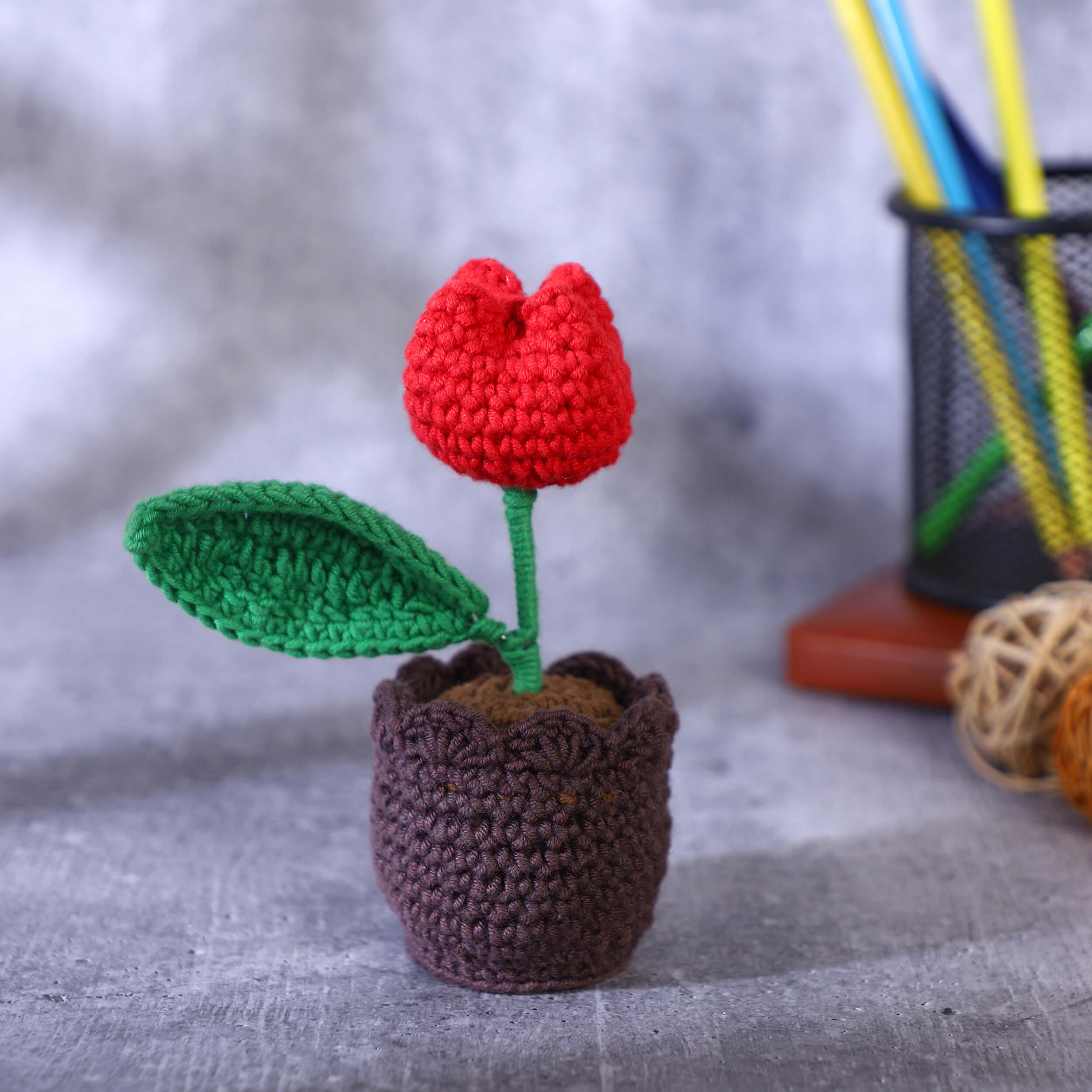 Tulip in a Pot - Handcrafted Crochet Flowers