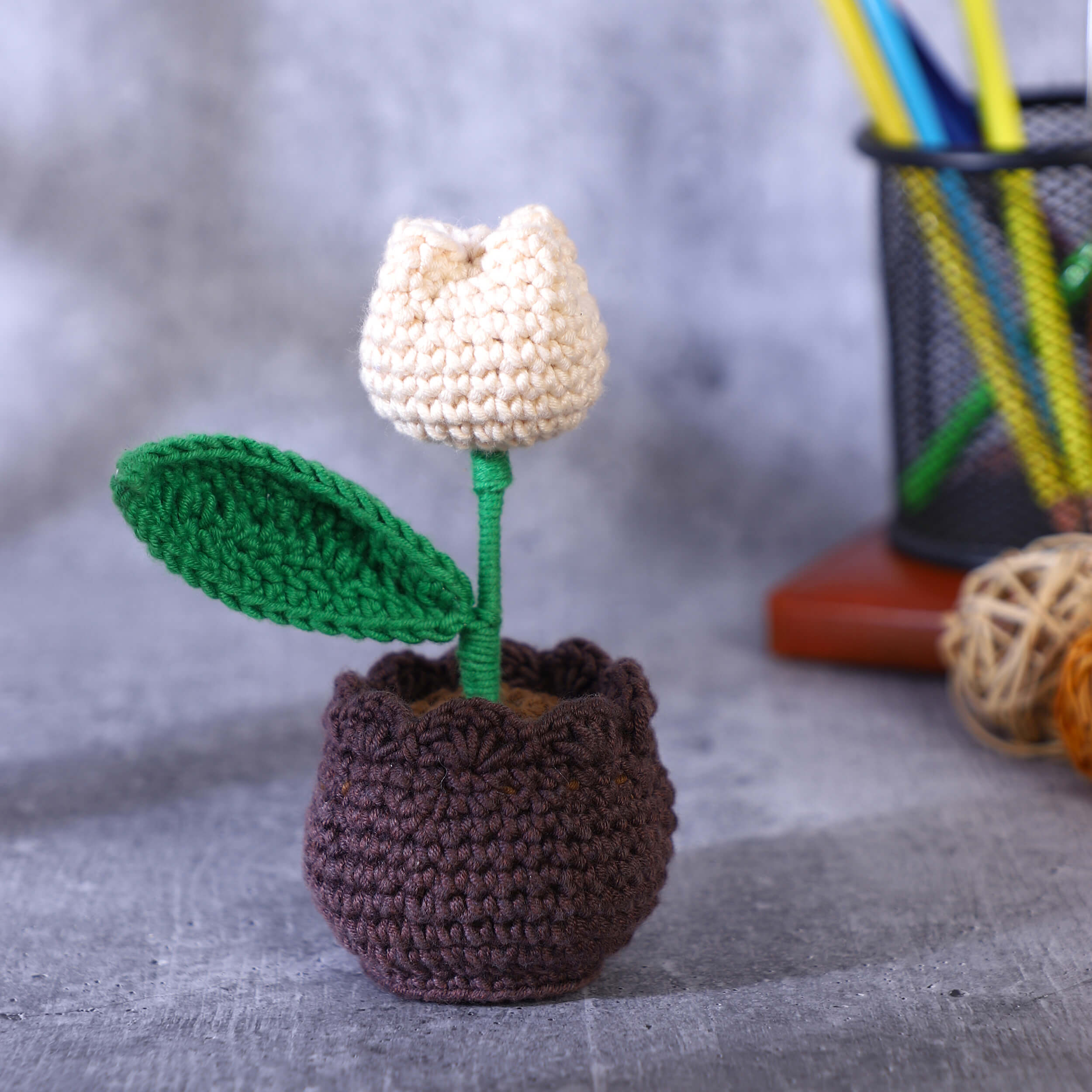 Tulip in a Pot - Handcrafted Crochet Flowers