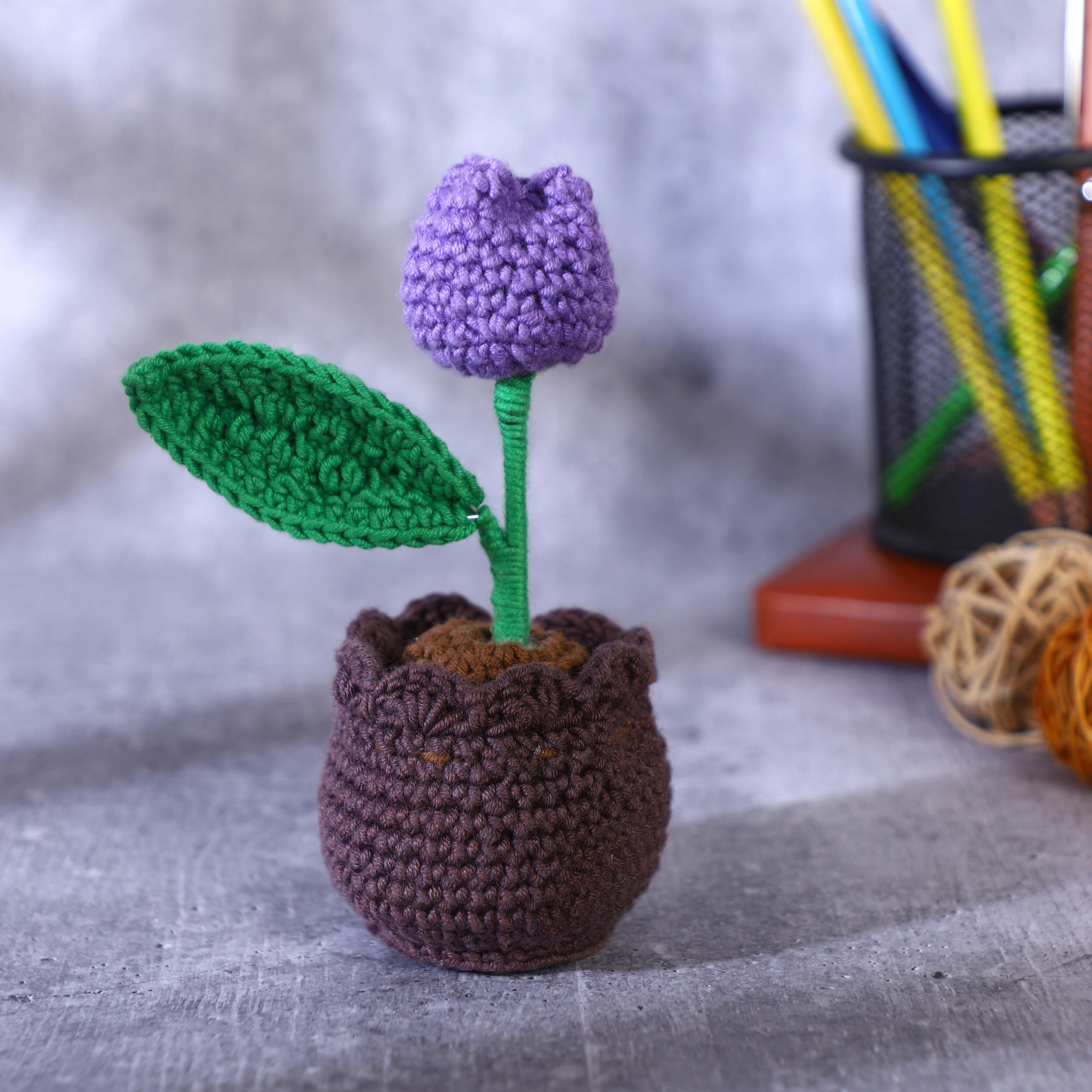 Tulip in a Pot - Handcrafted Crochet Flowers