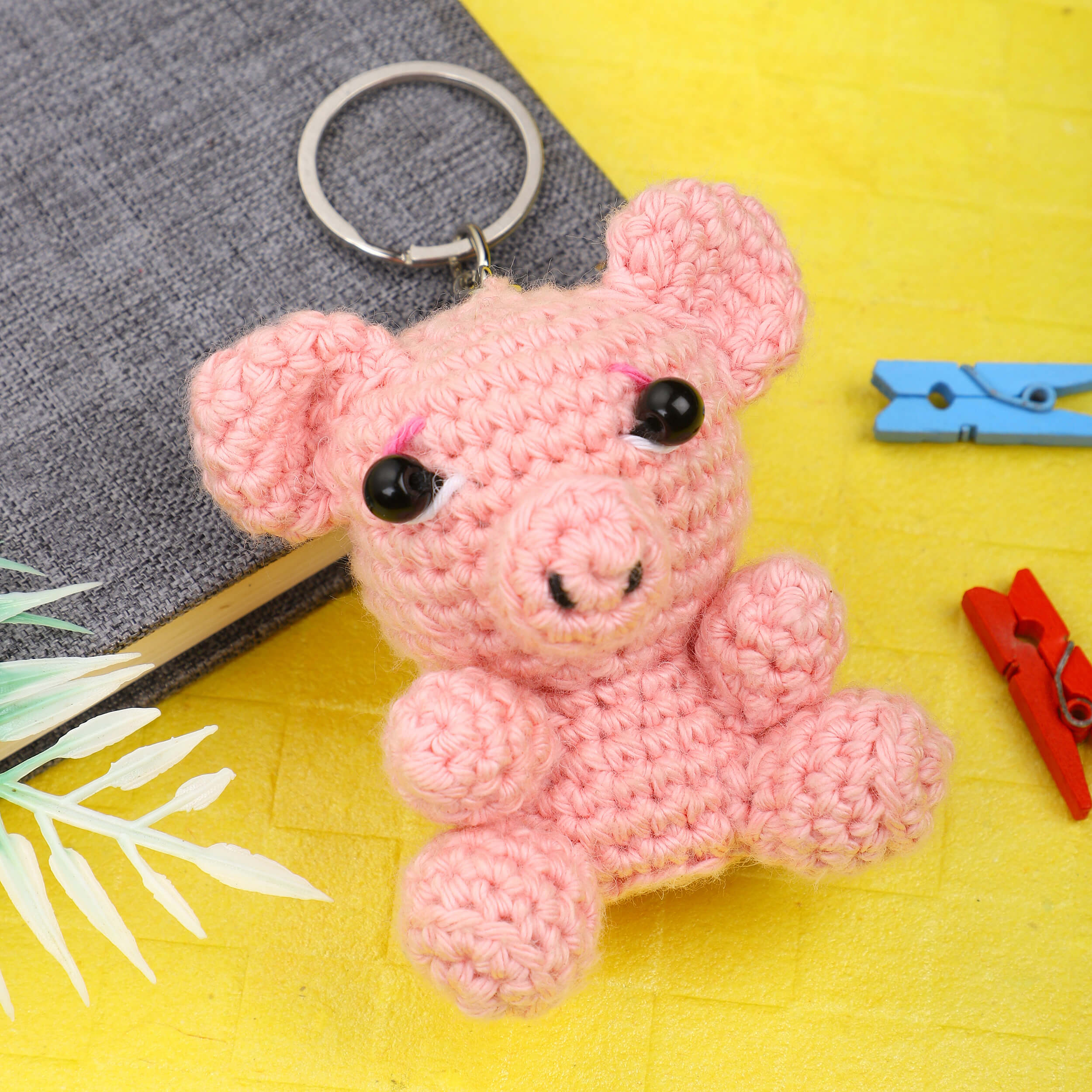 Handmade Amigurumi Pig Keychain