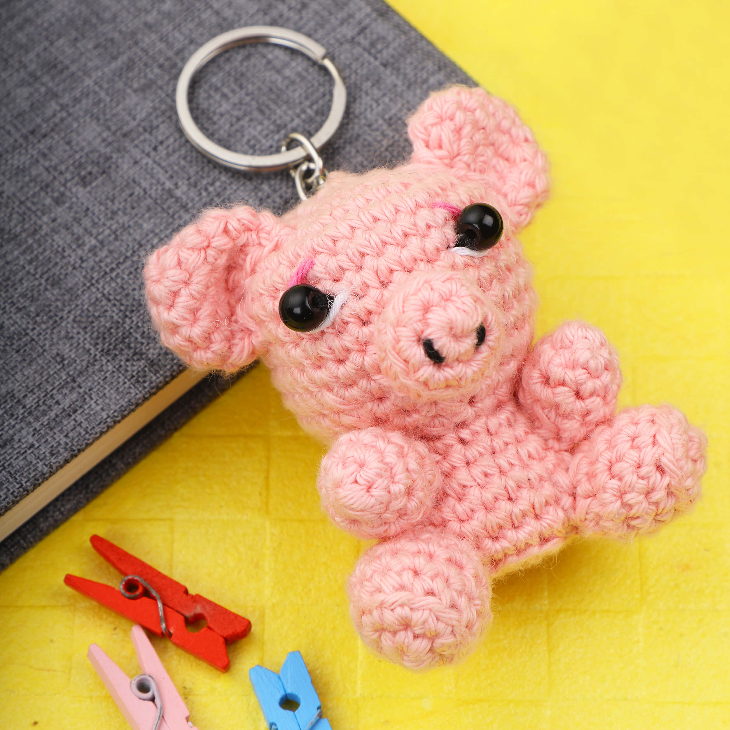 Handmade Amigurumi Pig Keychain
