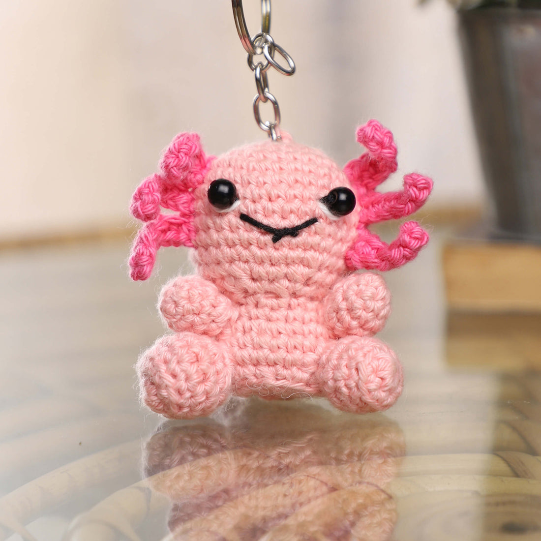 Handmade Amigurumi Axolotl Keychain