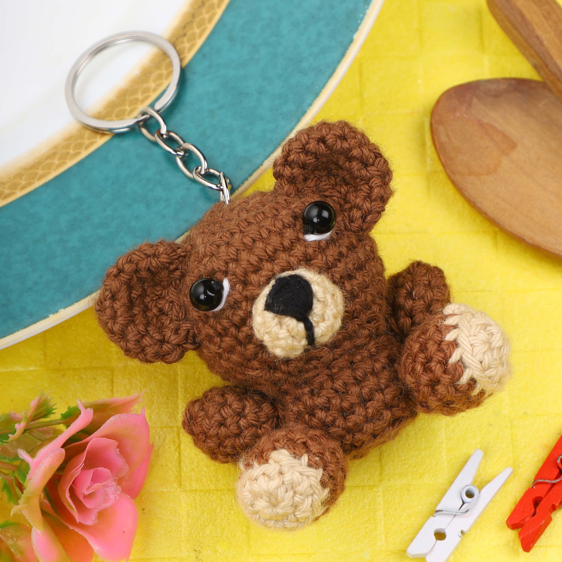 Handmade Crochet Keychains Cute Cotton Yarn Keyrings for Bags