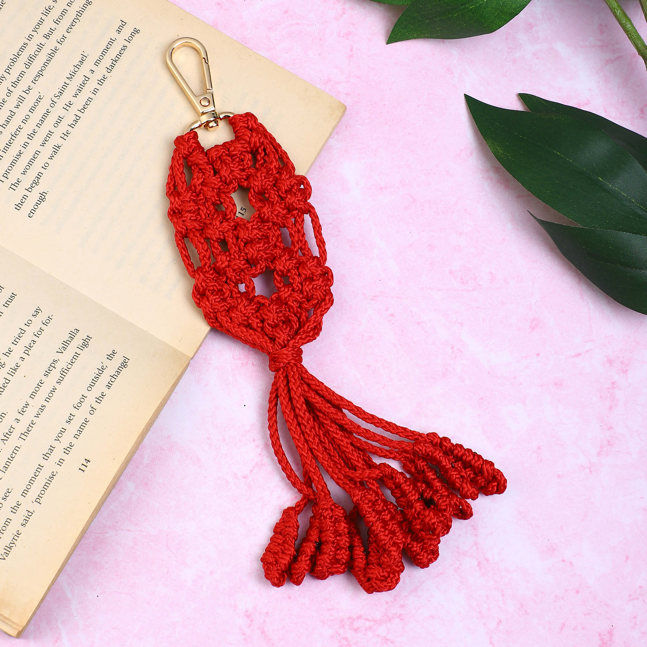 Macrame Long Bag Charms with Lobster Clasp