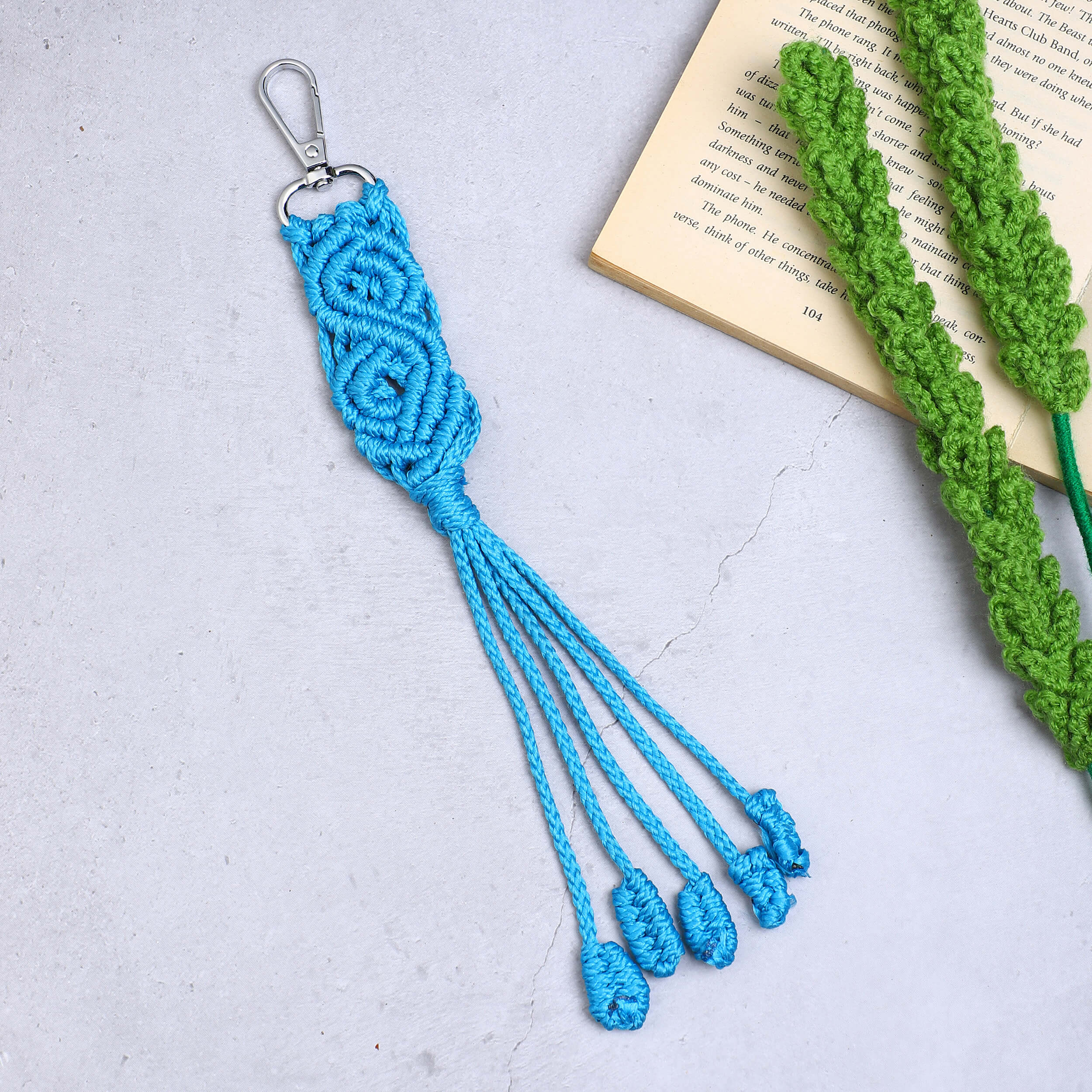Macrame Long Bag Charms with Lobster Clasp