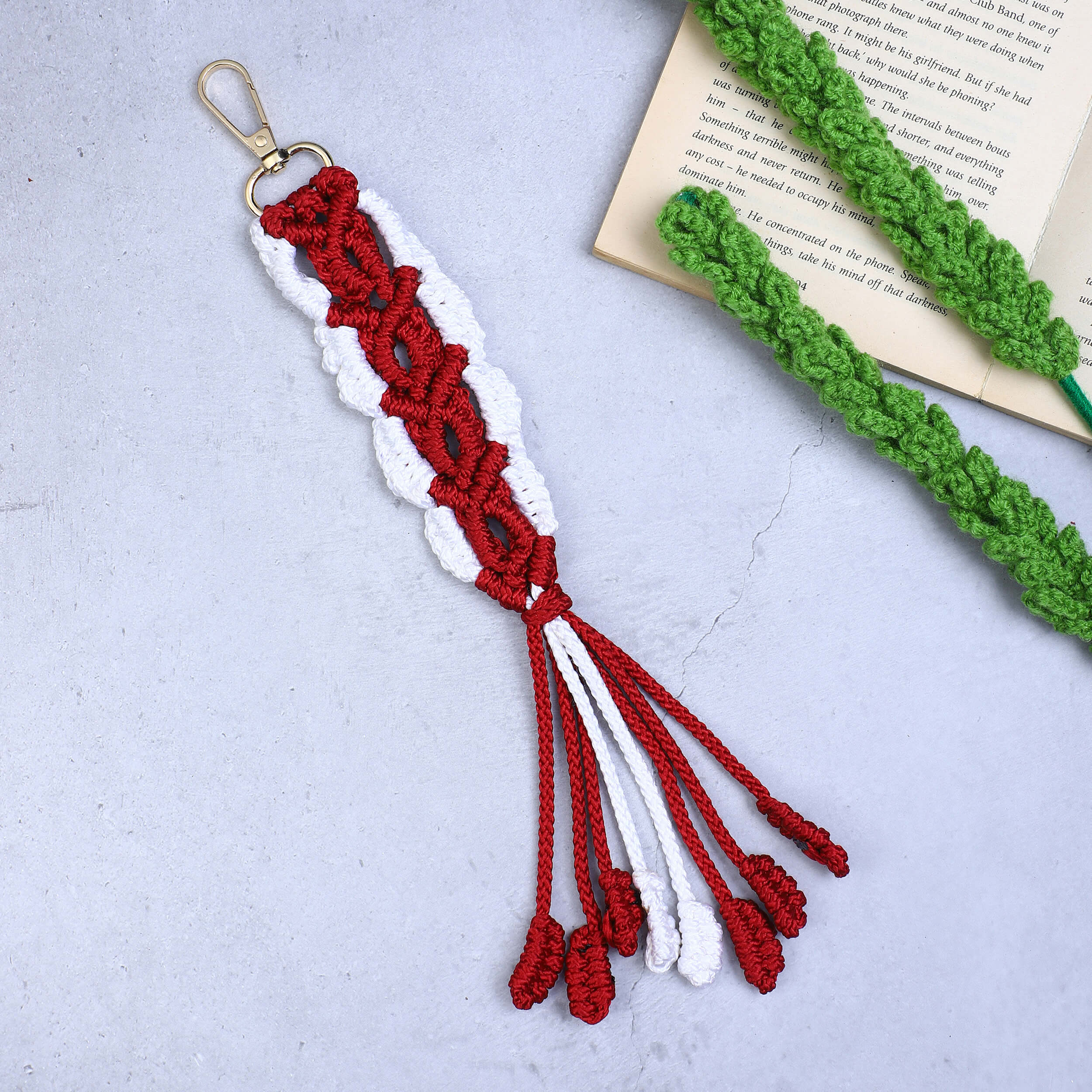 Macrame Long Bag Charms with Lobster Clasp