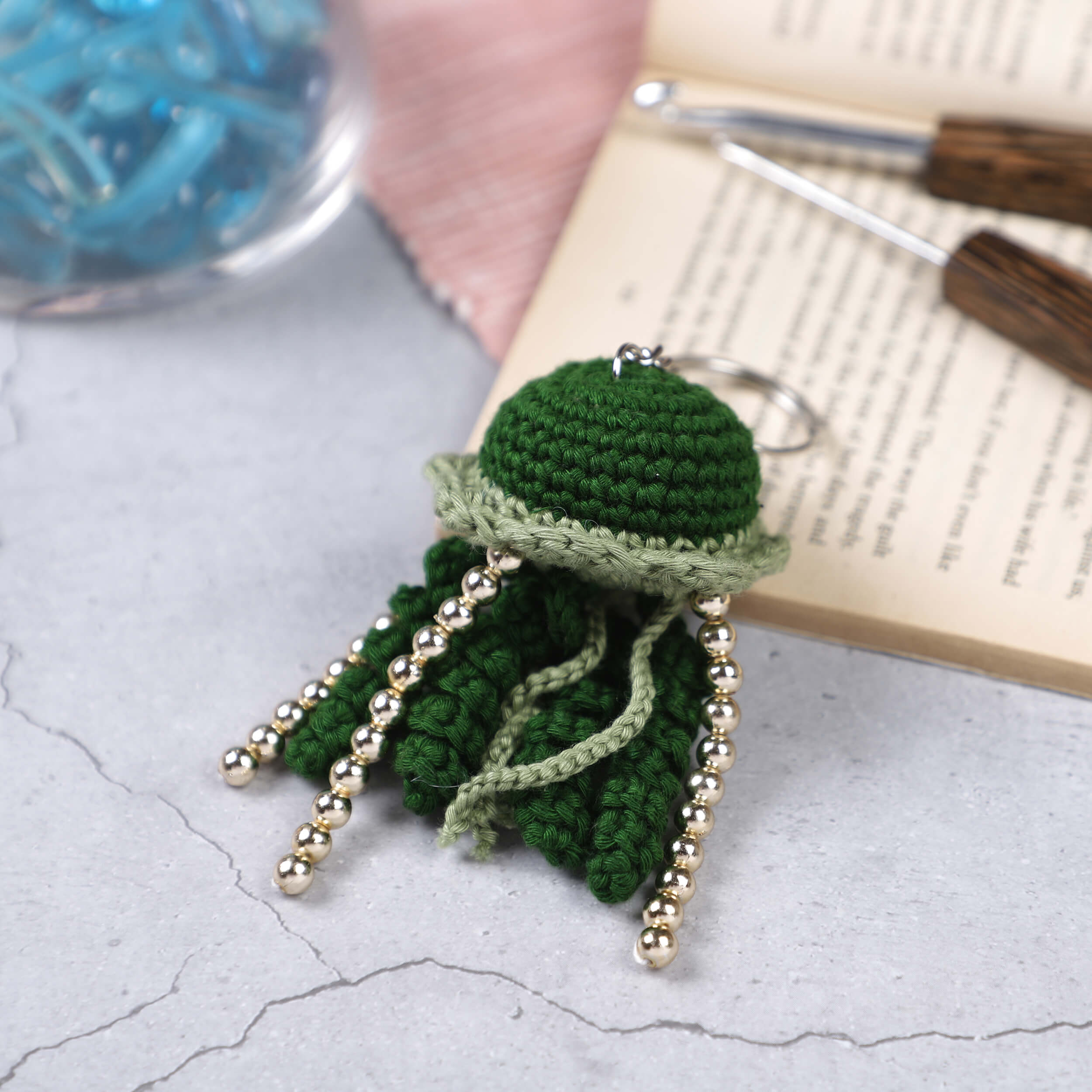 Handmade Crochet Jelly Fish Keychain