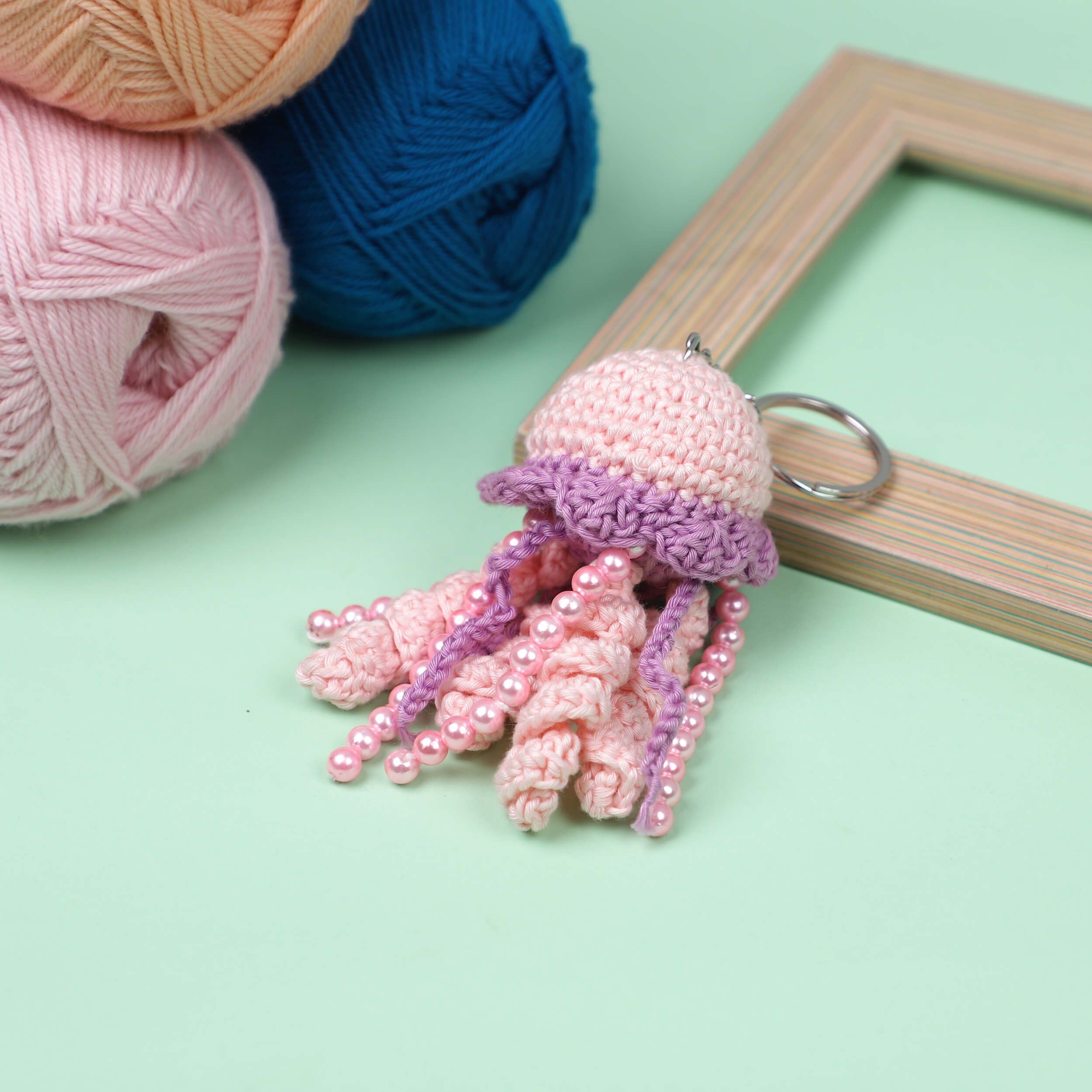 Handmade Crochet Jelly Fish Keychain
