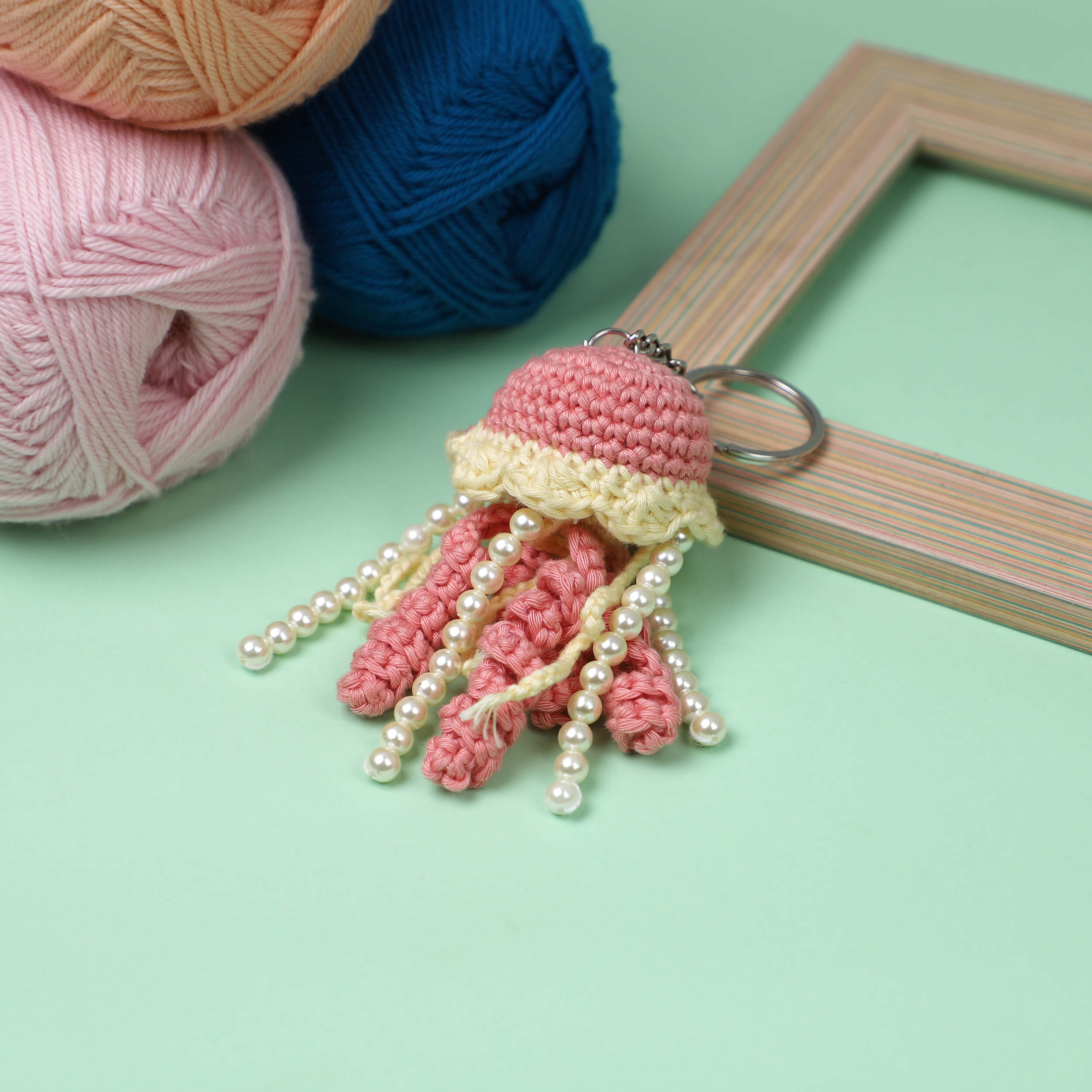 Handmade Crochet Jelly Fish Keychain