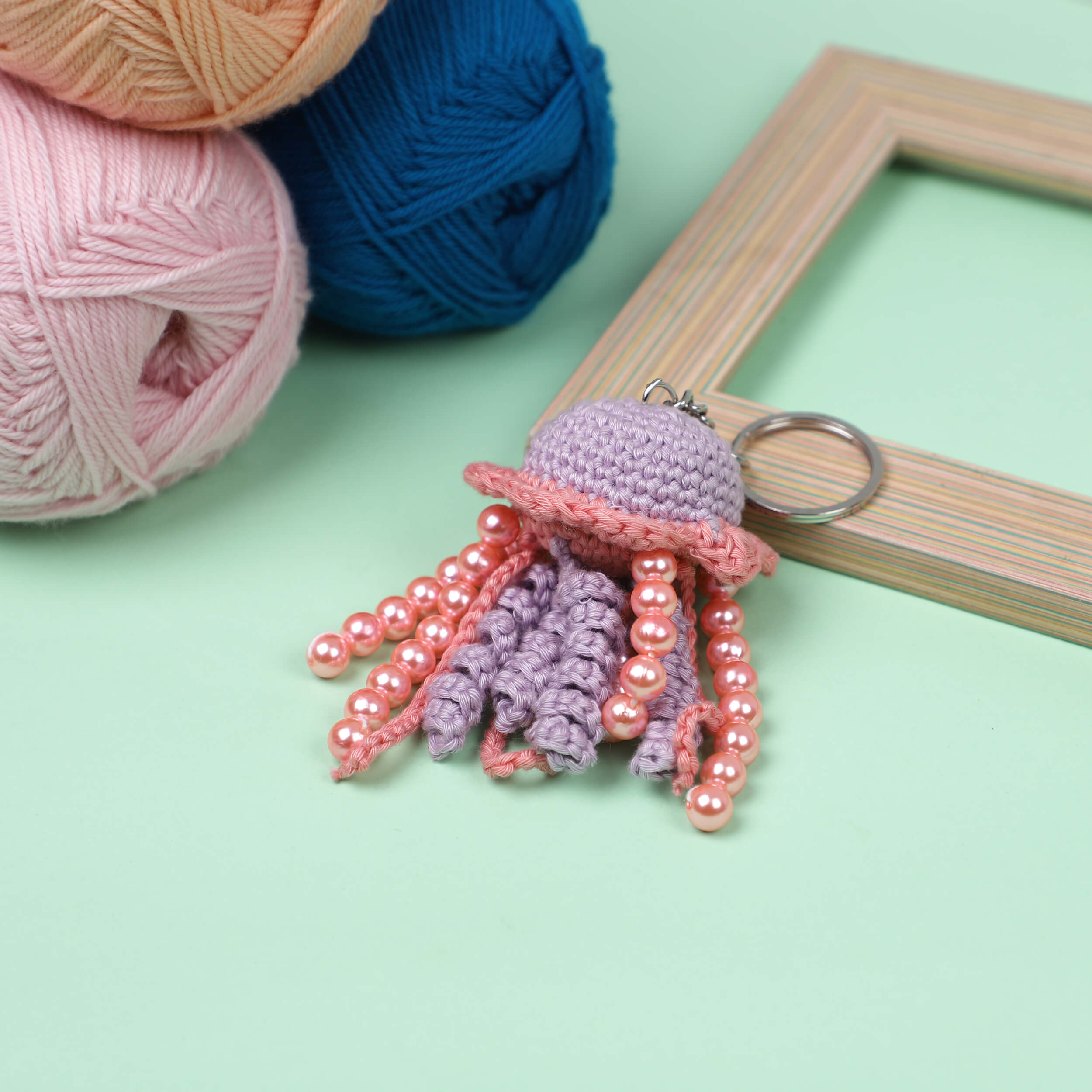 Handmade Crochet Jelly Fish Keychain