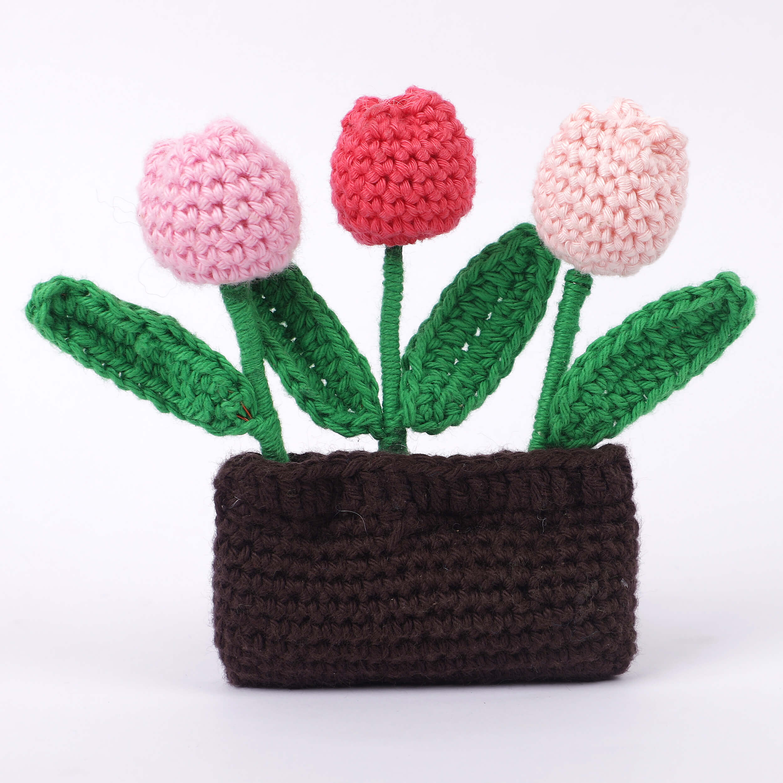 Handmade Crochet Fridge Magnets - 3 Tulips