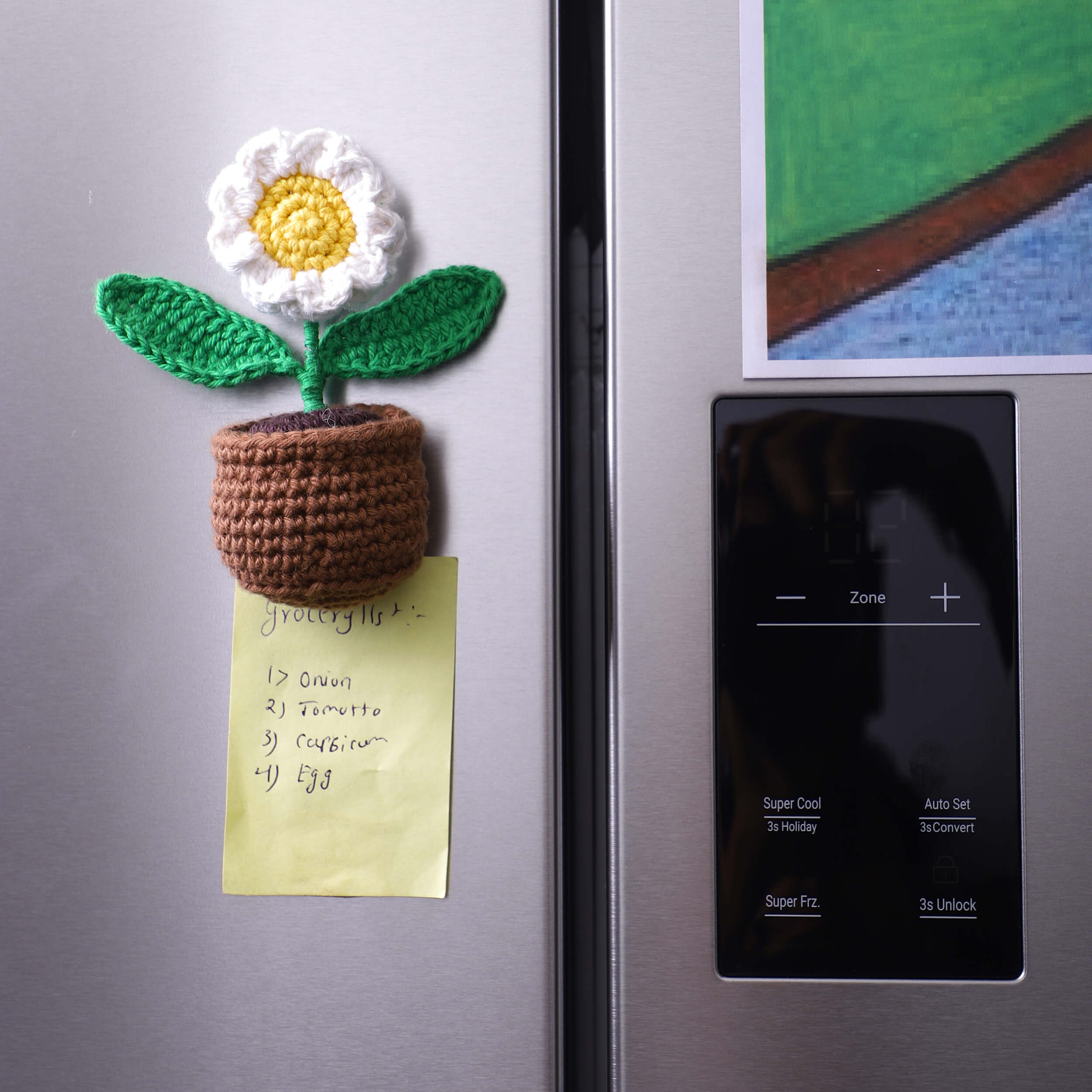 Handmade Crochet Fridge Magnets - Single Daisy