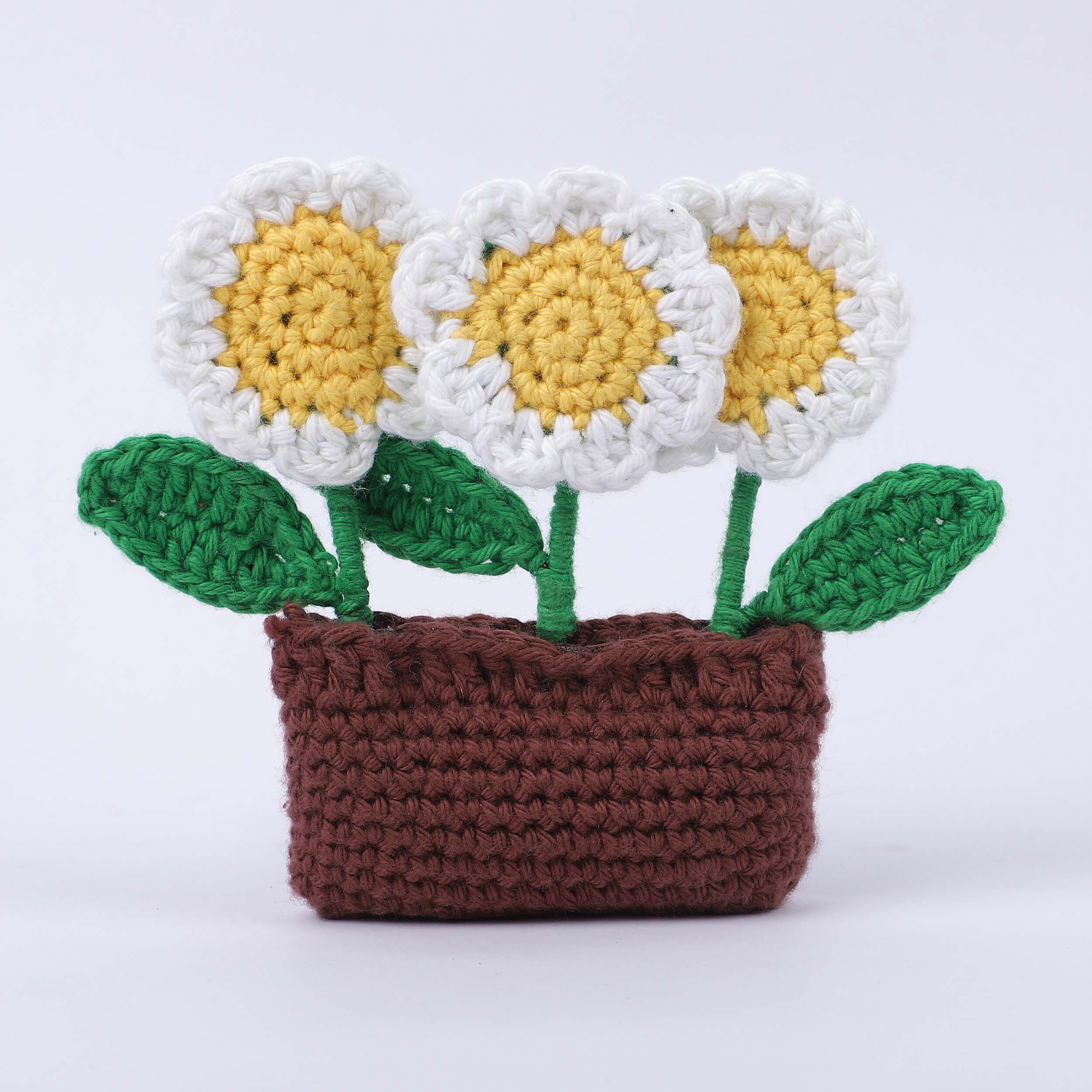 Handmade Crochet Fridge Magnets - 3 Daisies