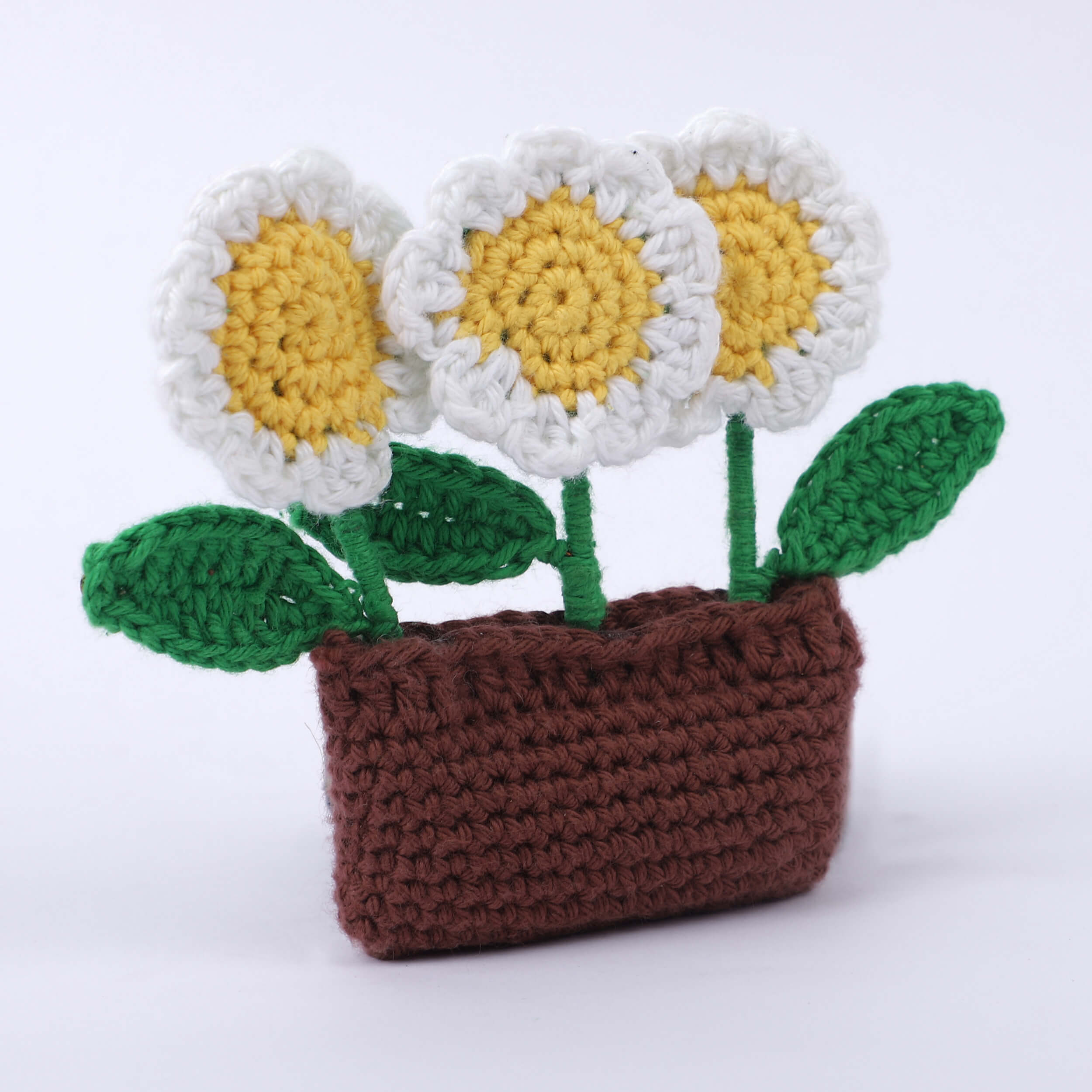 Handmade Crochet Fridge Magnets - 3 Daisies