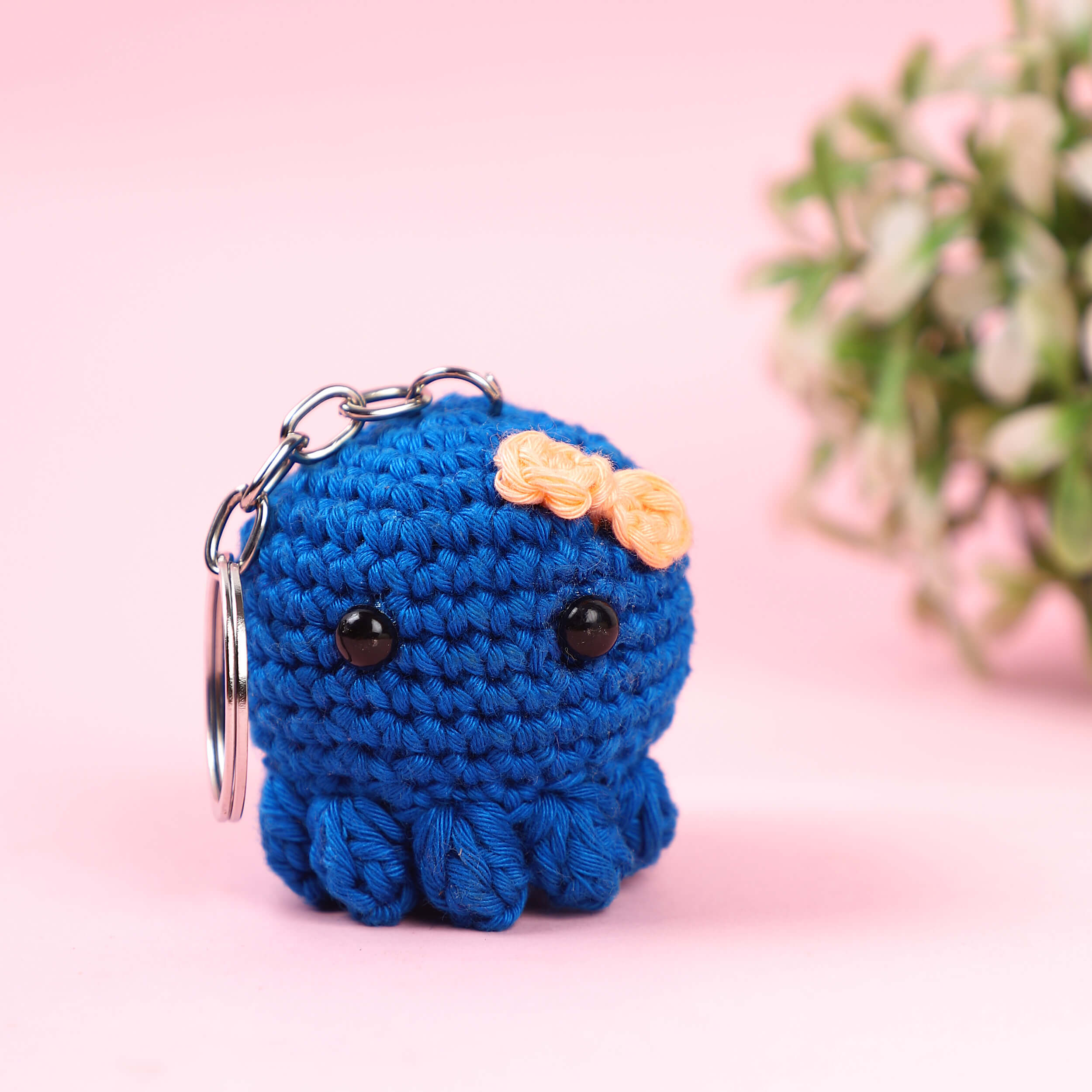 Tiny Octopus Keychain with Bow