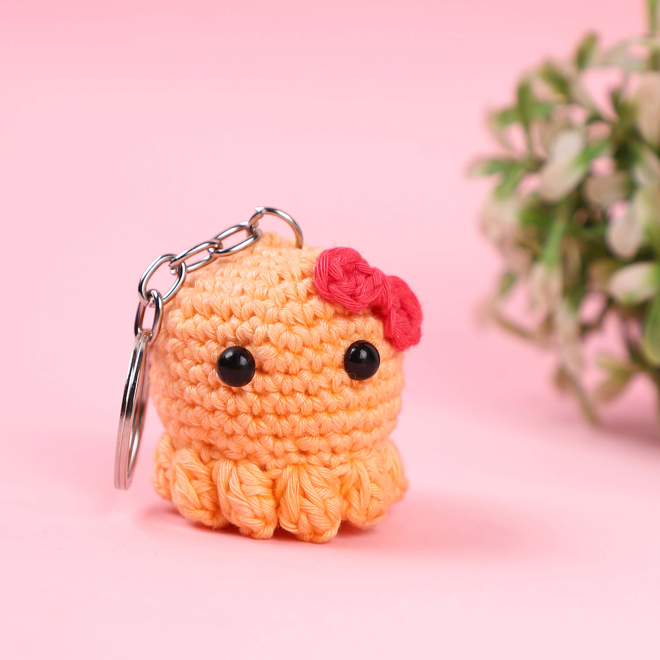 Tiny Octopus Keychain with Bow