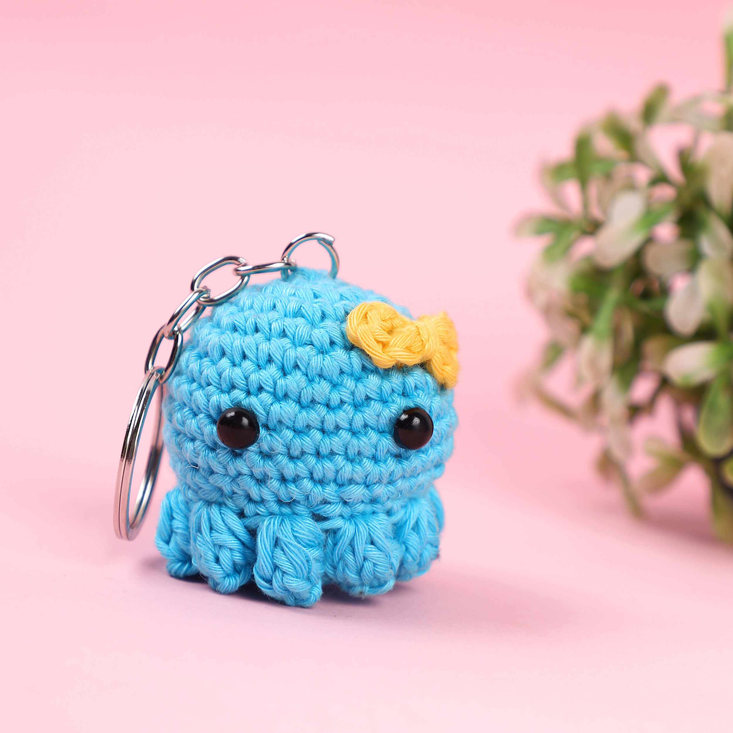 Tiny Octopus Keychain with Bow