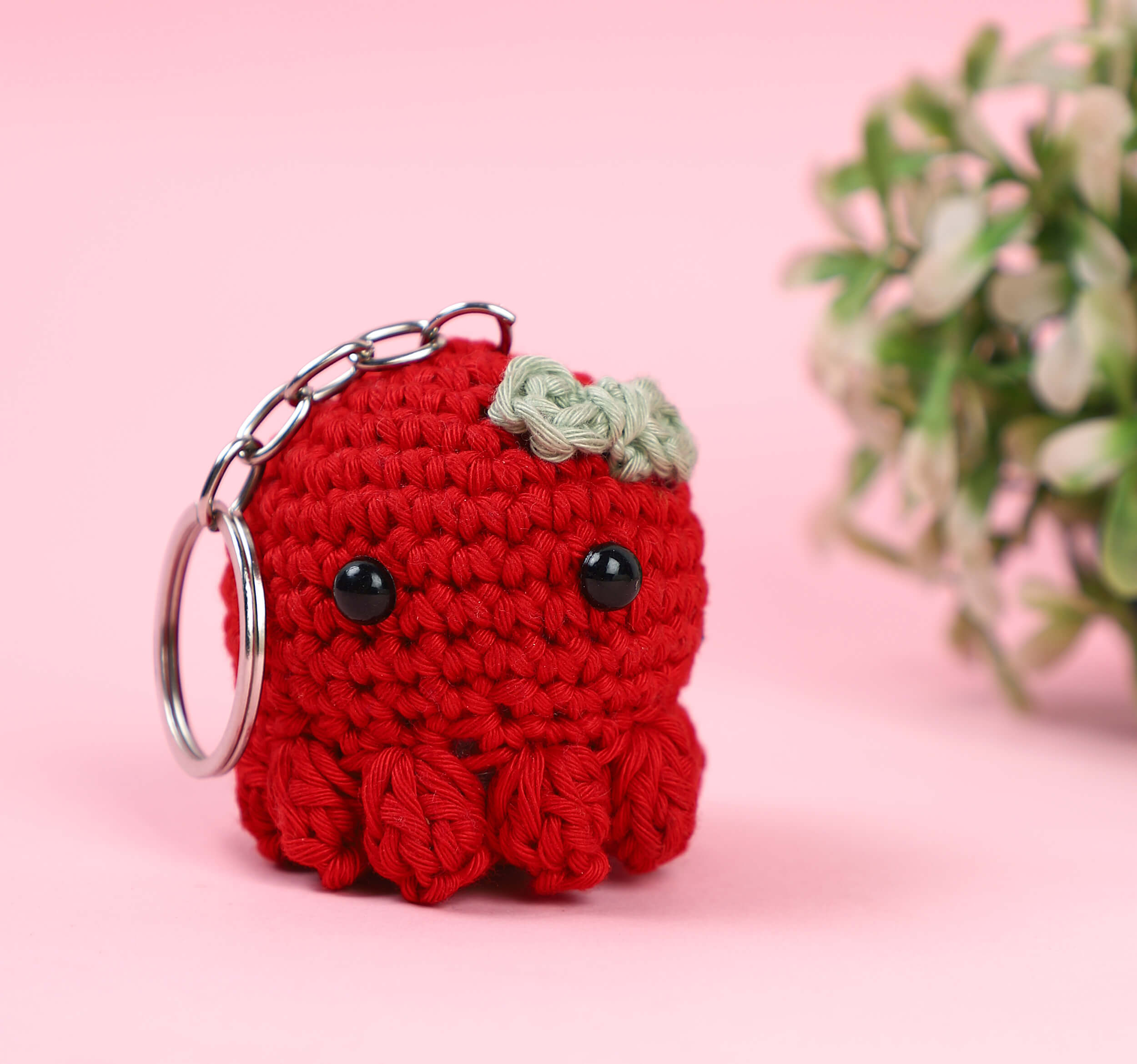 Tiny Octopus Keychain with Bow