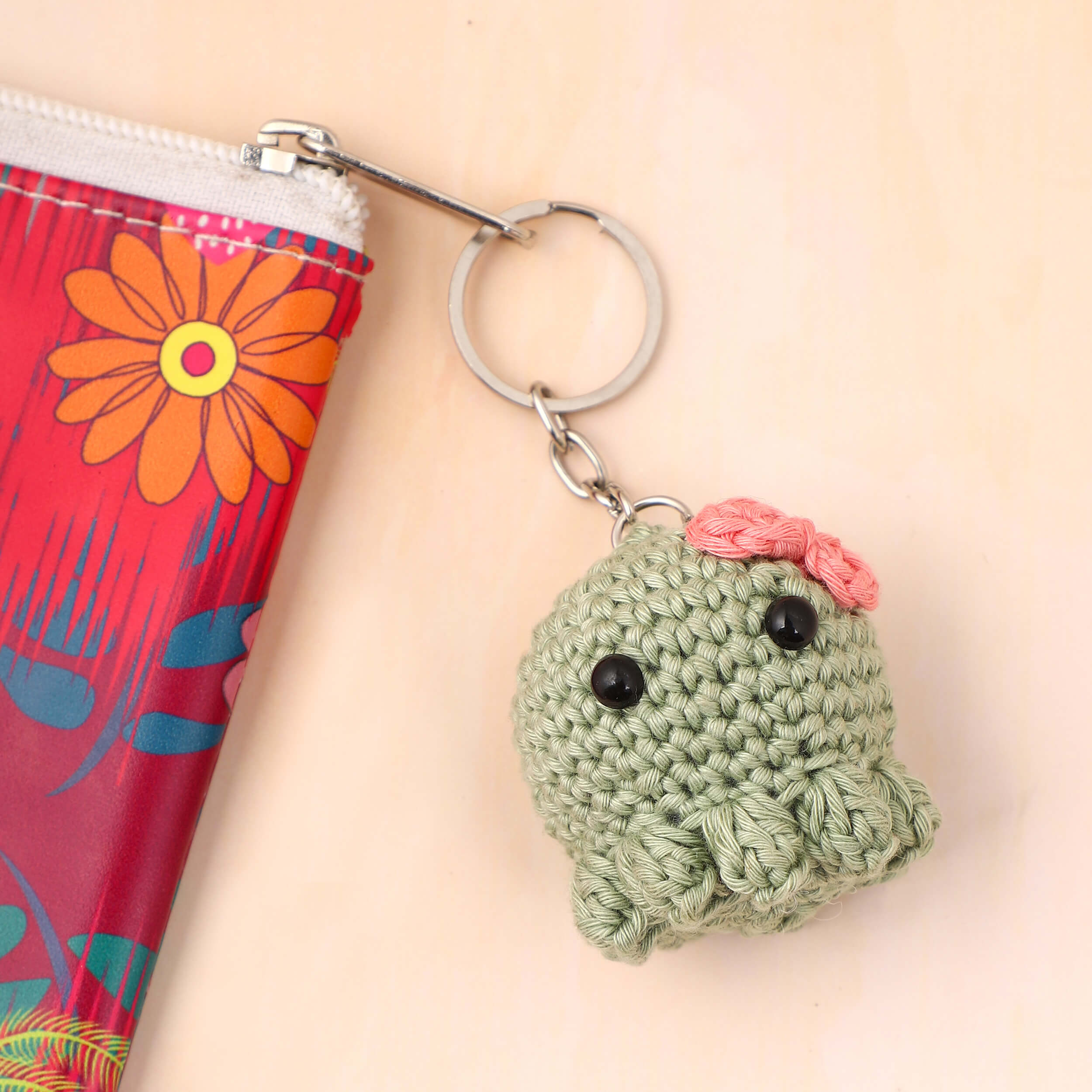 Tiny Octopus Keychain with Bow