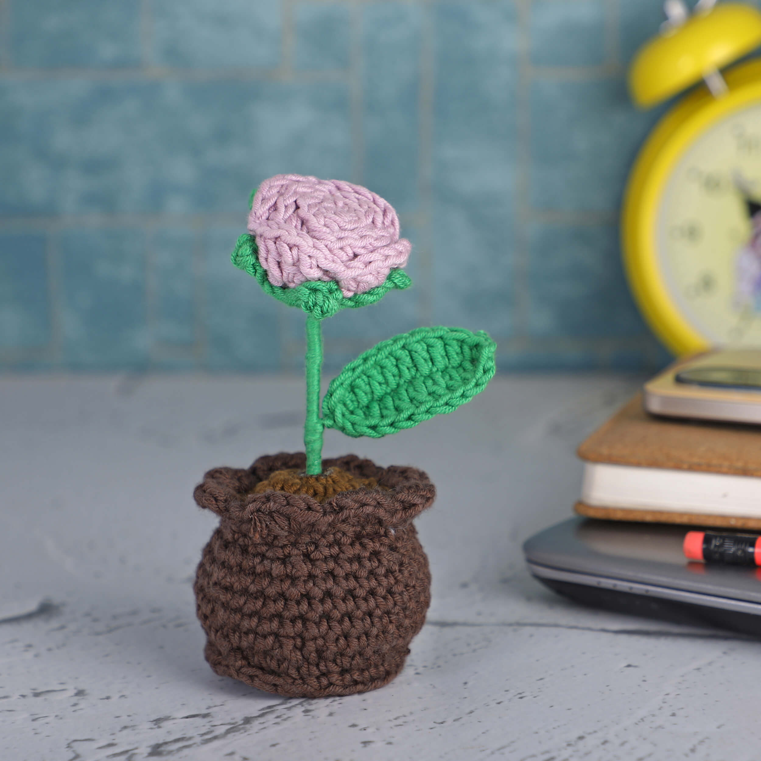 Rose in a Pot - Handcrafted Crochet Flowers