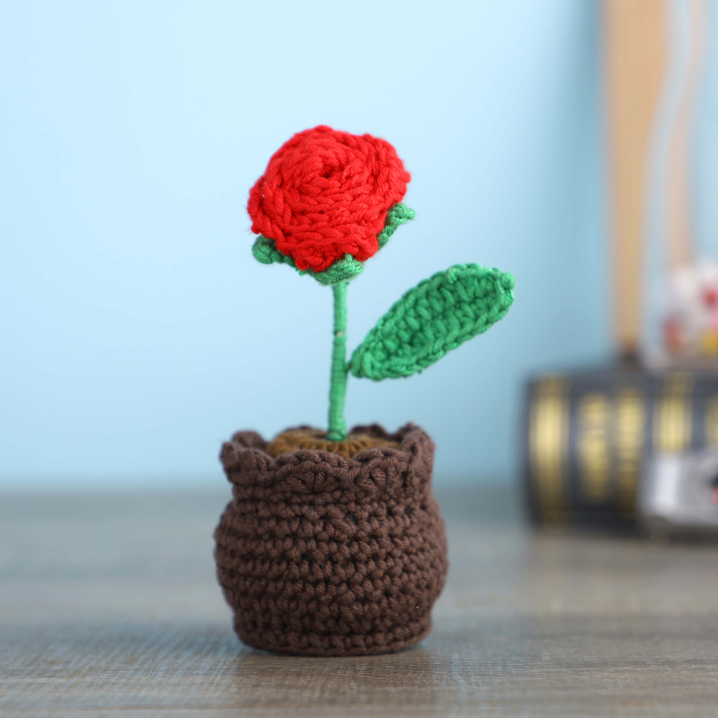 Rose in a Pot - Handcrafted Crochet Flowers