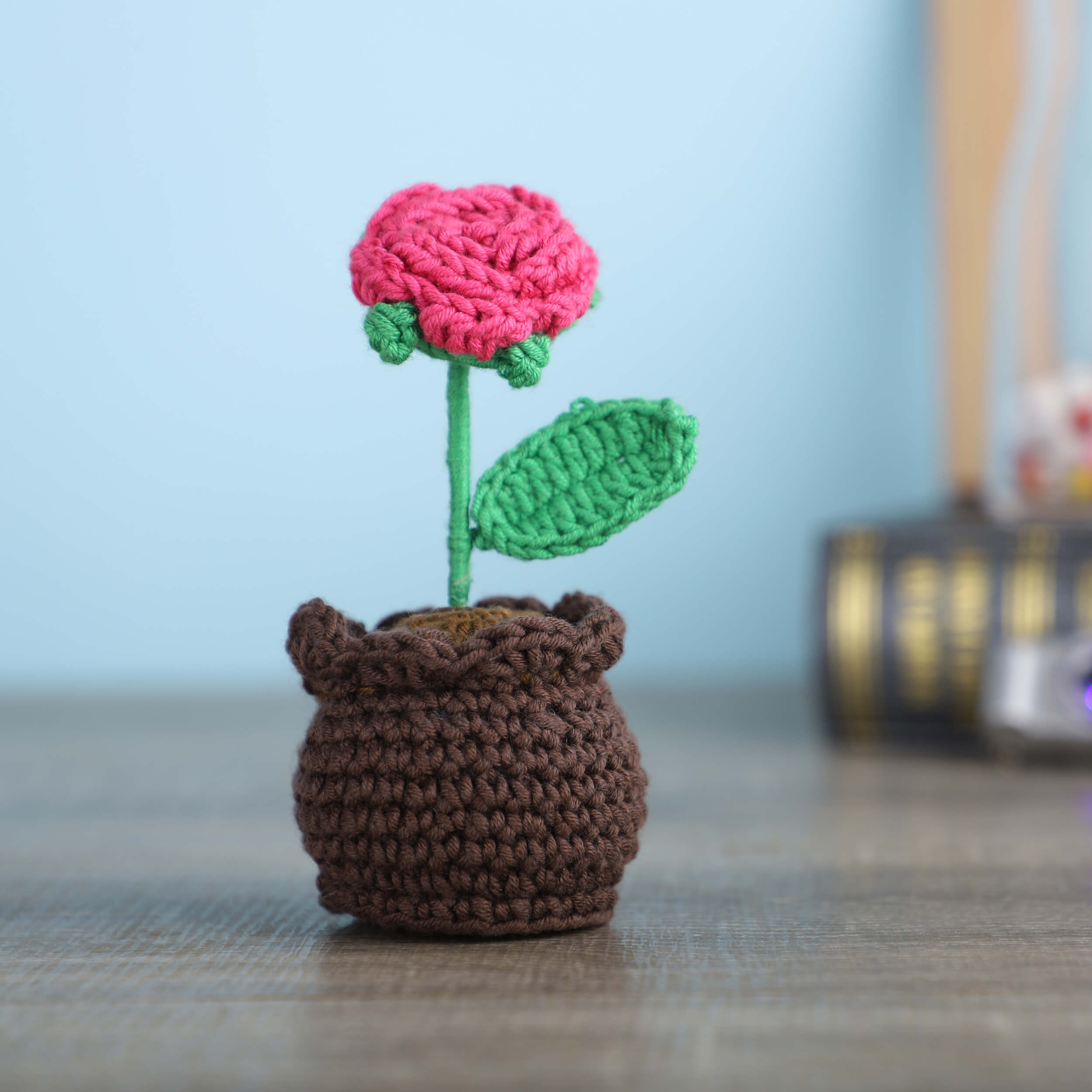 Rose in a Pot - Handcrafted Crochet Flowers