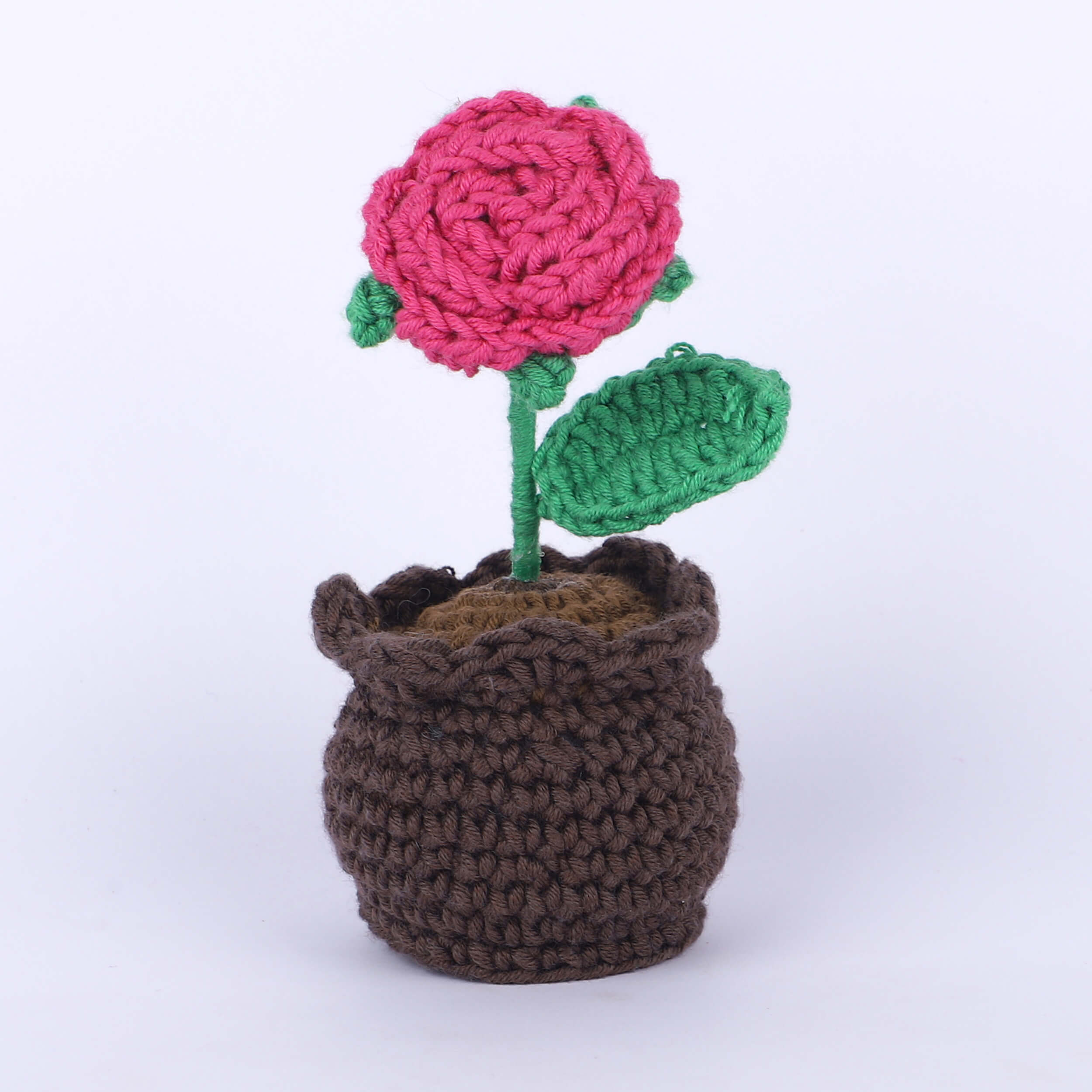 Rose in a Pot - Handcrafted Crochet Flowers