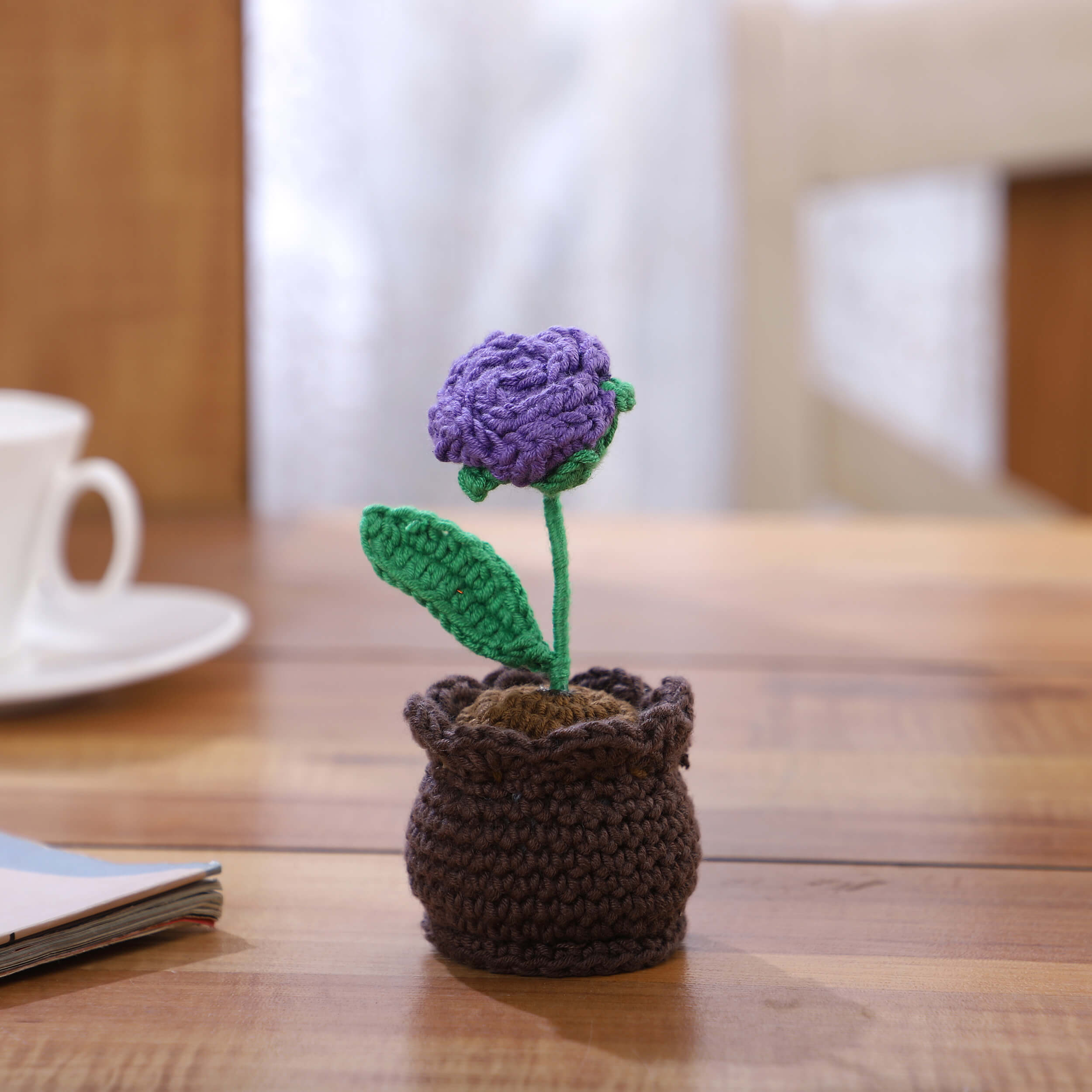 Rose in a Pot - Handcrafted Crochet Flowers