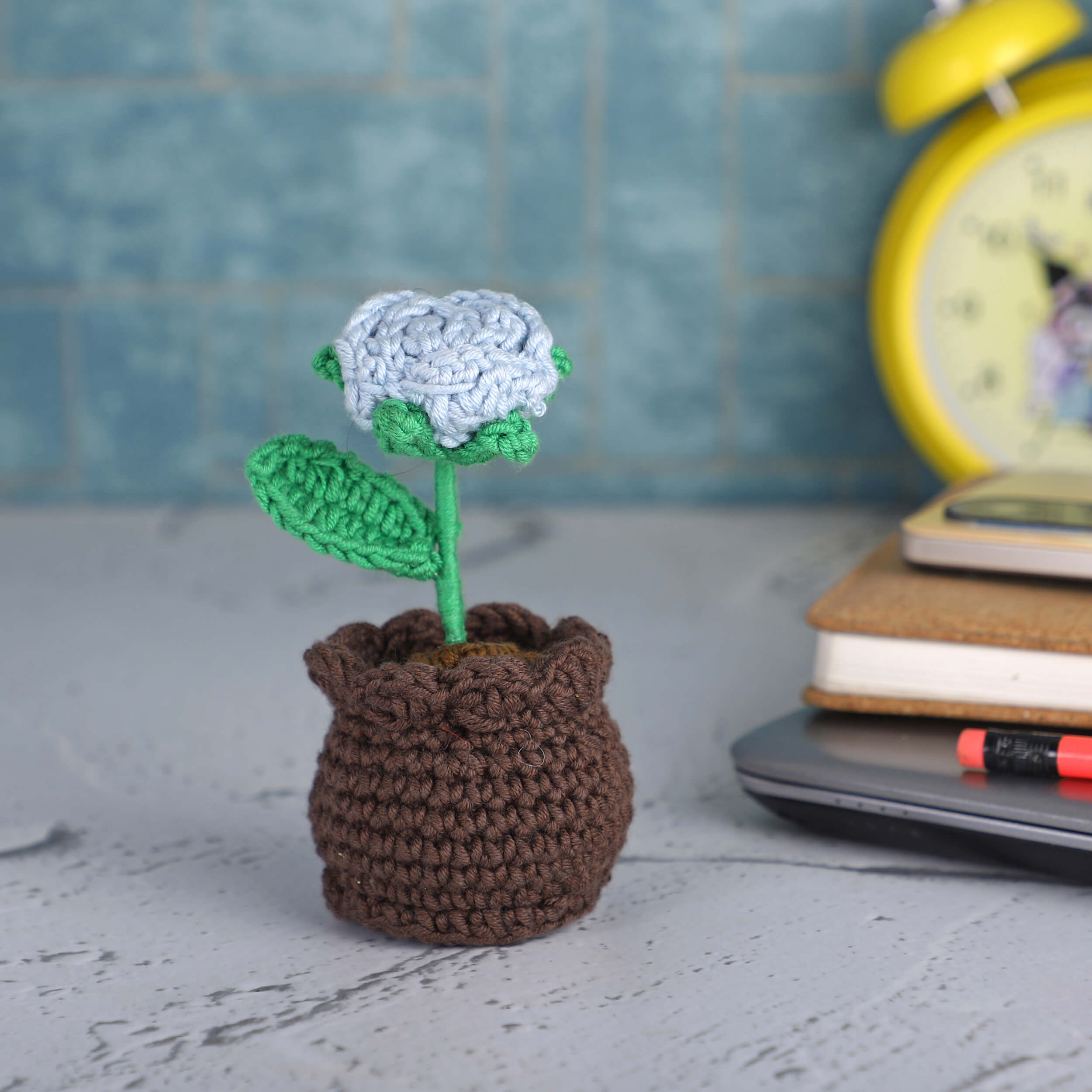 Rose in a Pot - Handcrafted Crochet Flowers