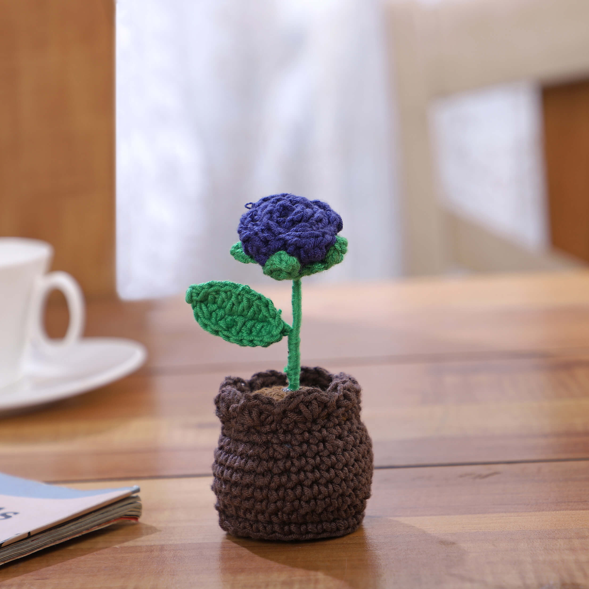 Rose in a Pot - Handcrafted Crochet Flowers