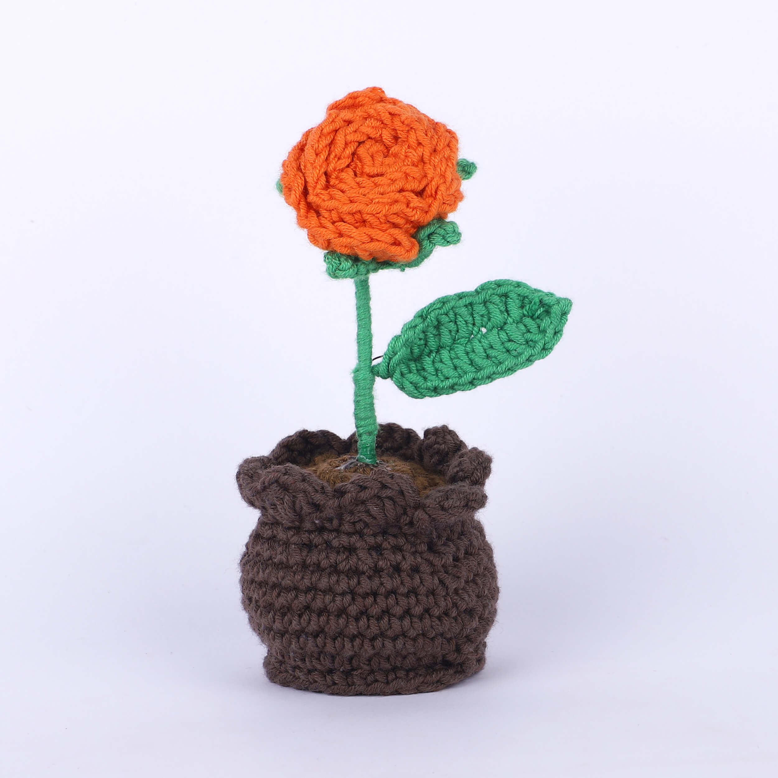 Rose in a Pot - Handcrafted Crochet Flowers
