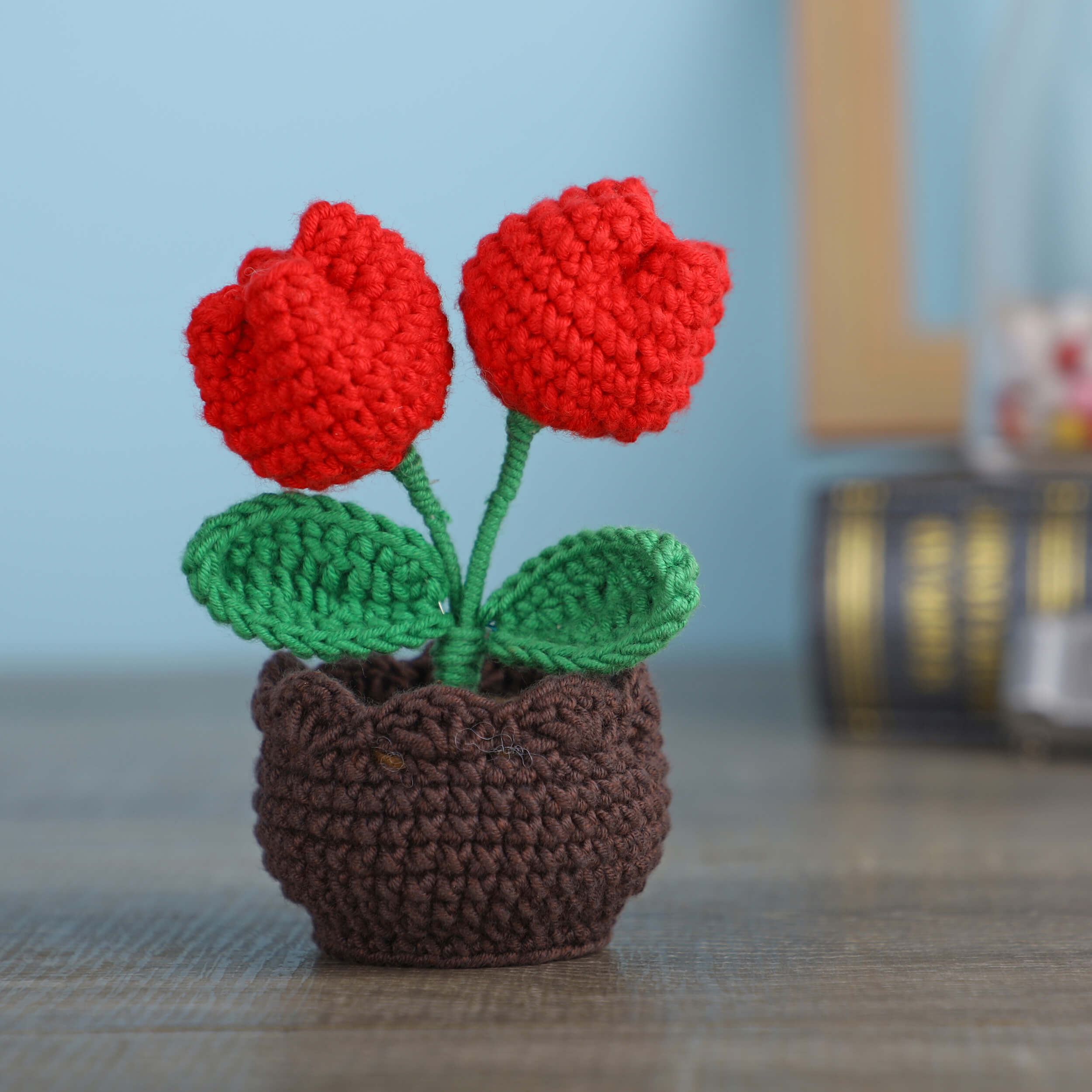 Two Tulips in a Pot - Handcrafted Crochet Flowers