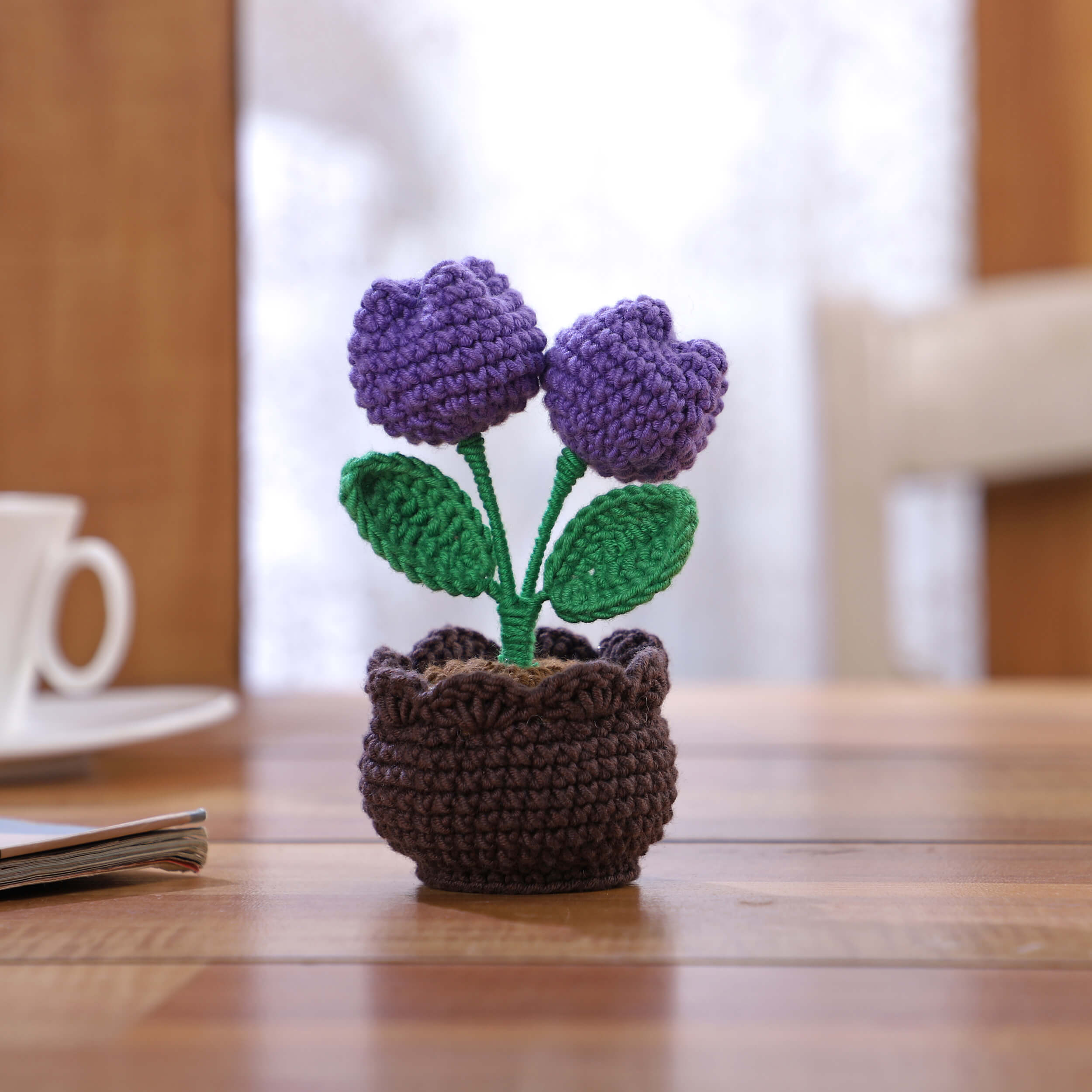 Two Tulips in a Pot - Handcrafted Crochet Flowers
