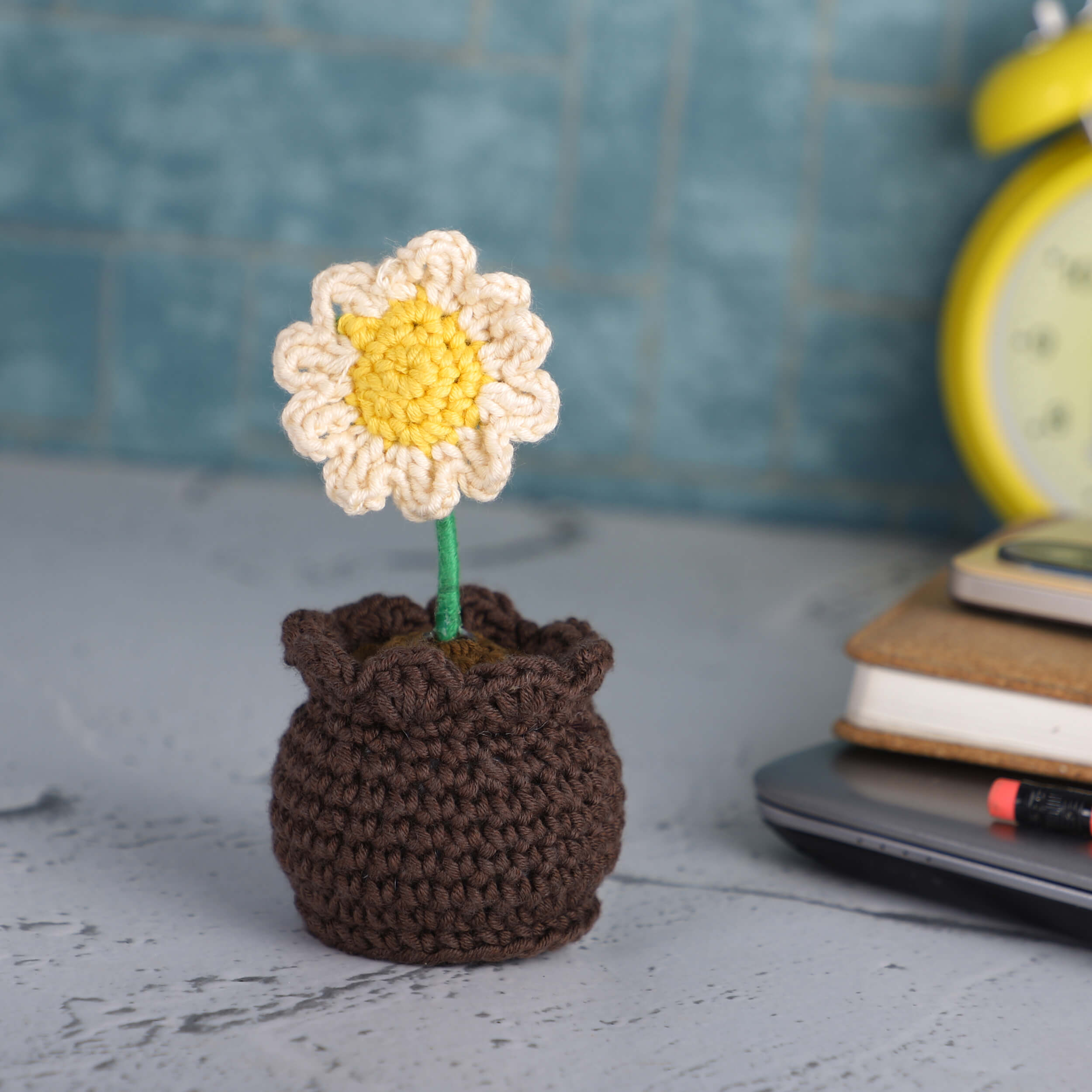 Daisy in a Pot - Handcrafted Crochet Flowers