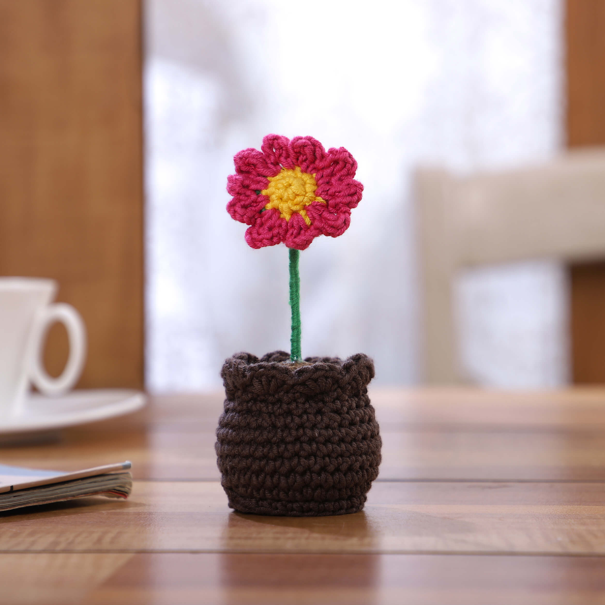 Daisy in a Pot - Handcrafted Crochet Flowers