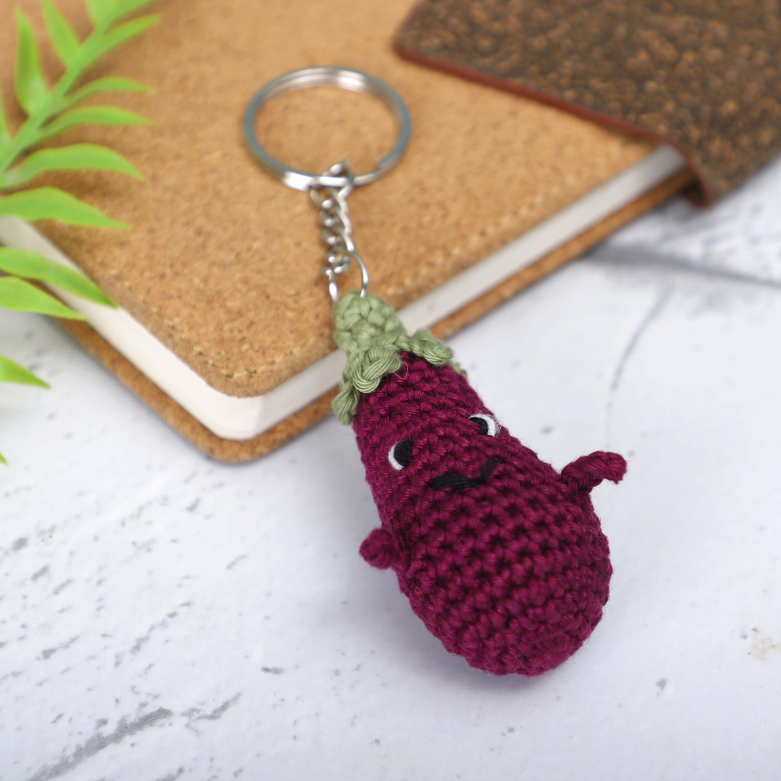 Brinjal Keychain - Violet – Magic Needles