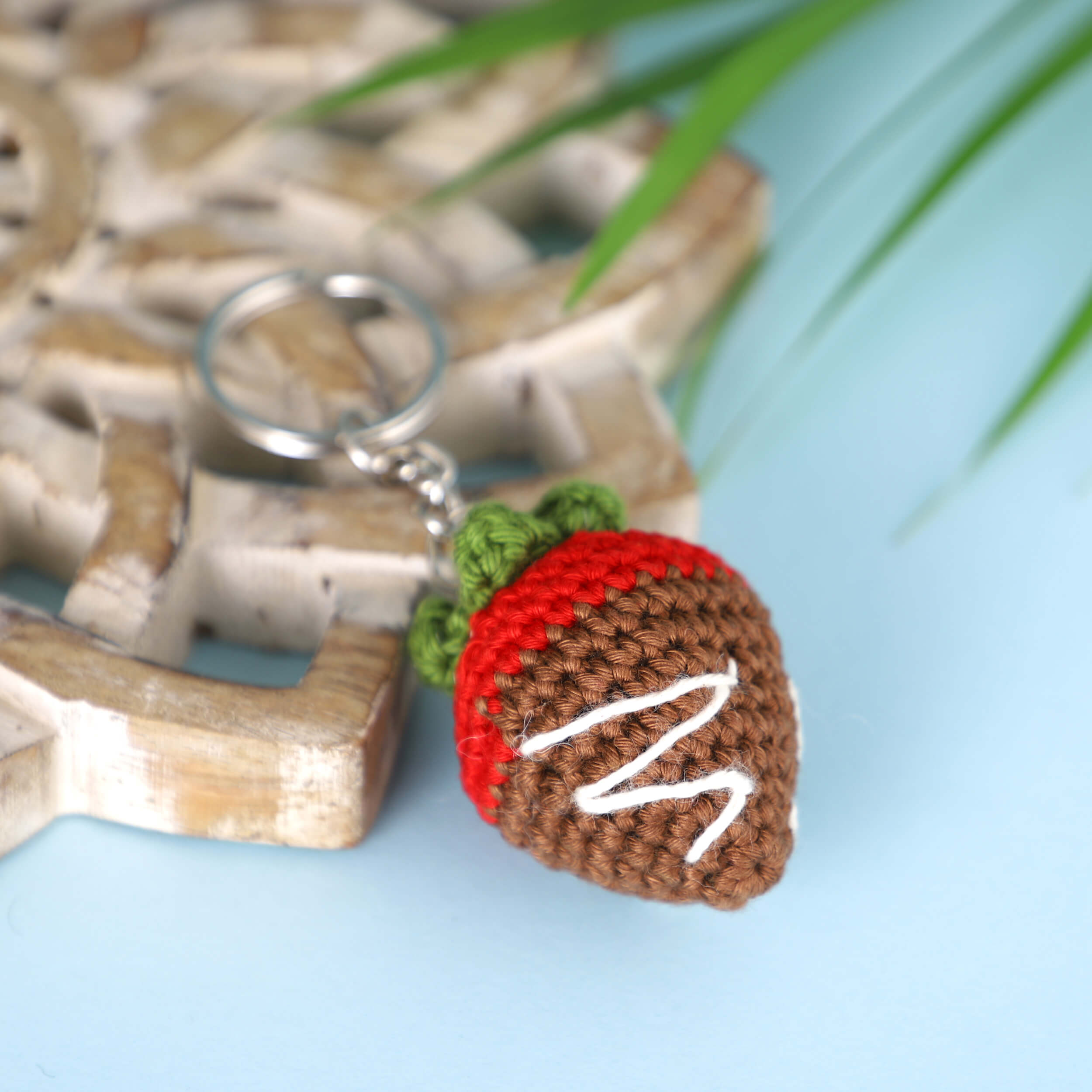 Strawberry in Chocolate Keychain - Brown