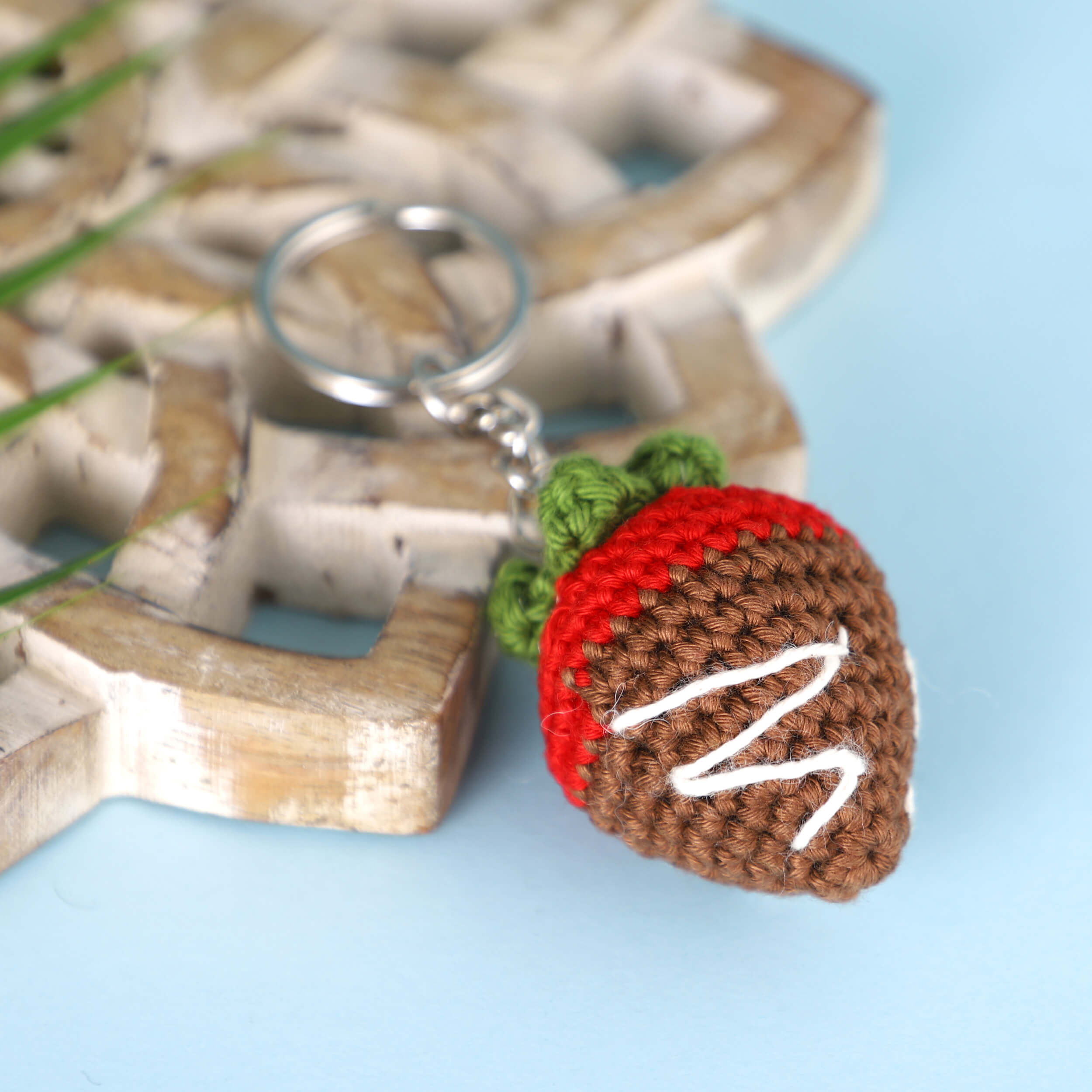 Strawberry in Chocolate Keychain - Brown