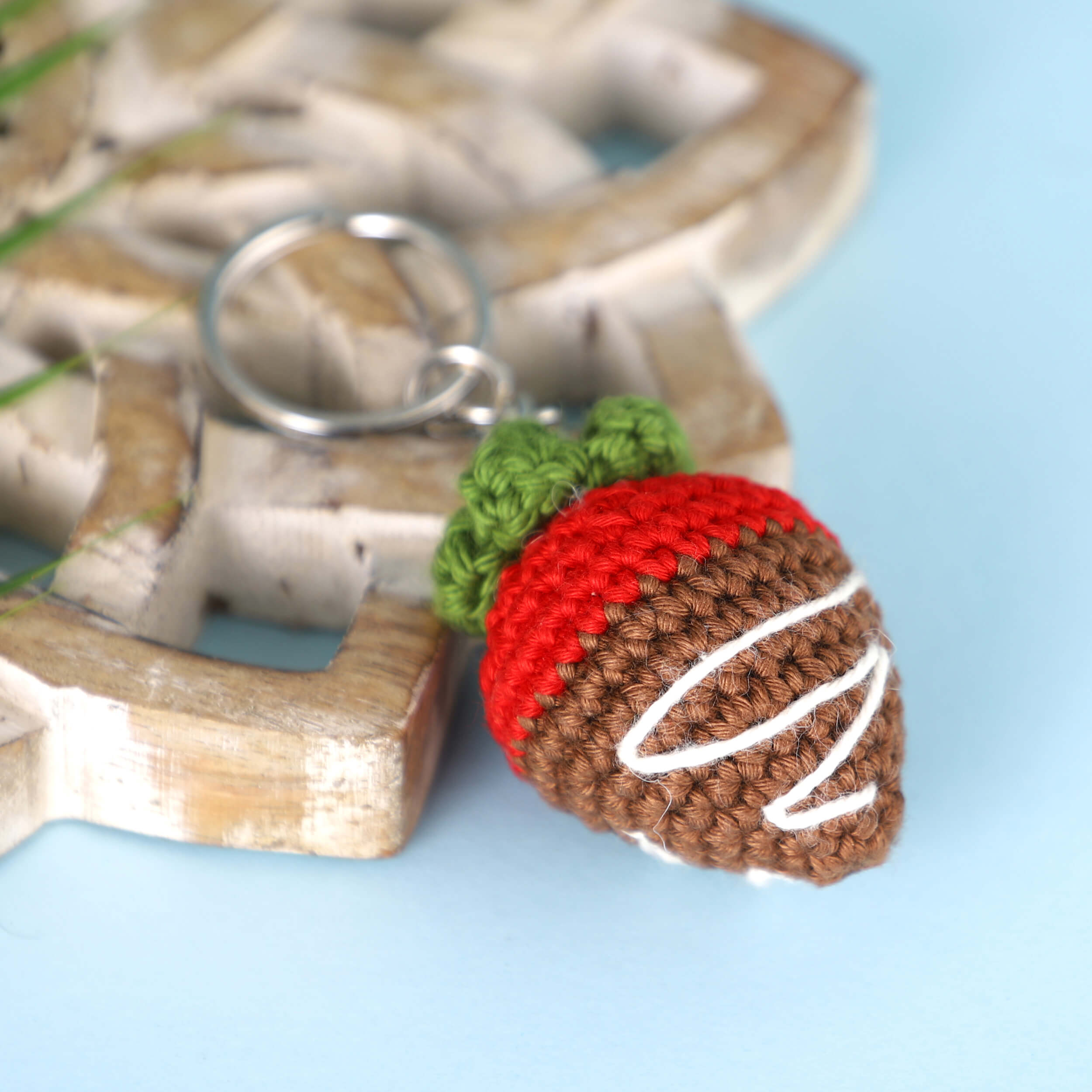 Strawberry in Chocolate Keychain - Brown