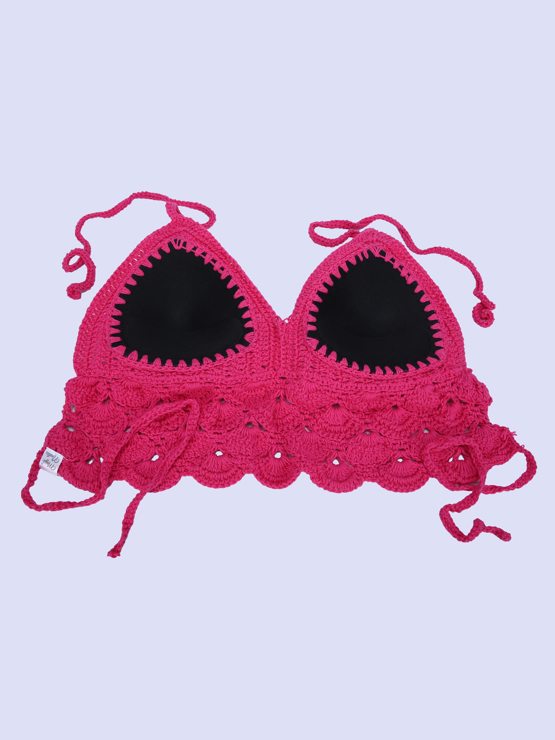 Cotton Halter Neck Bralette Crop Top - Pink 2948