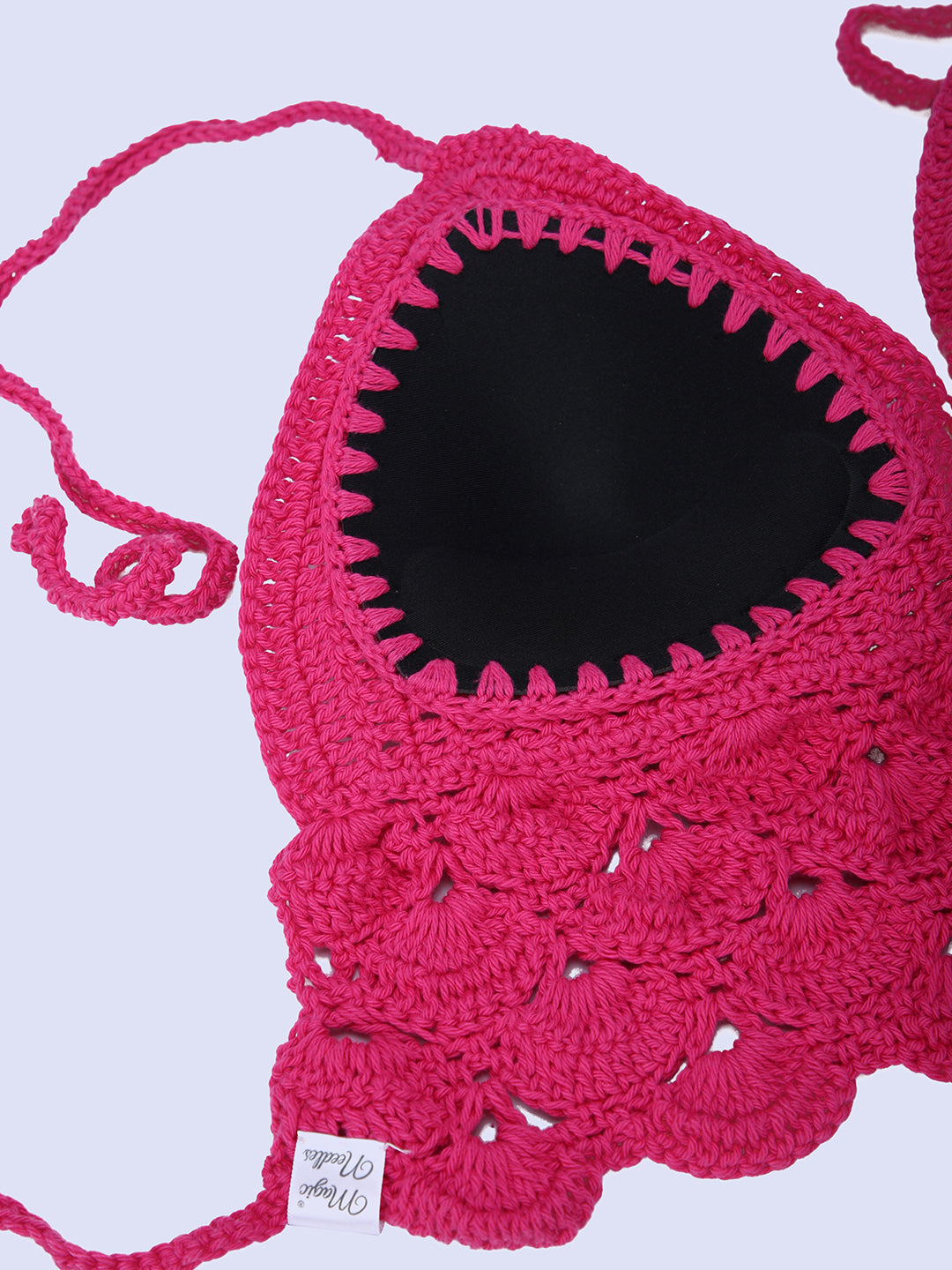 Cotton Halter Neck Bralette Crop Top - Pink 2948