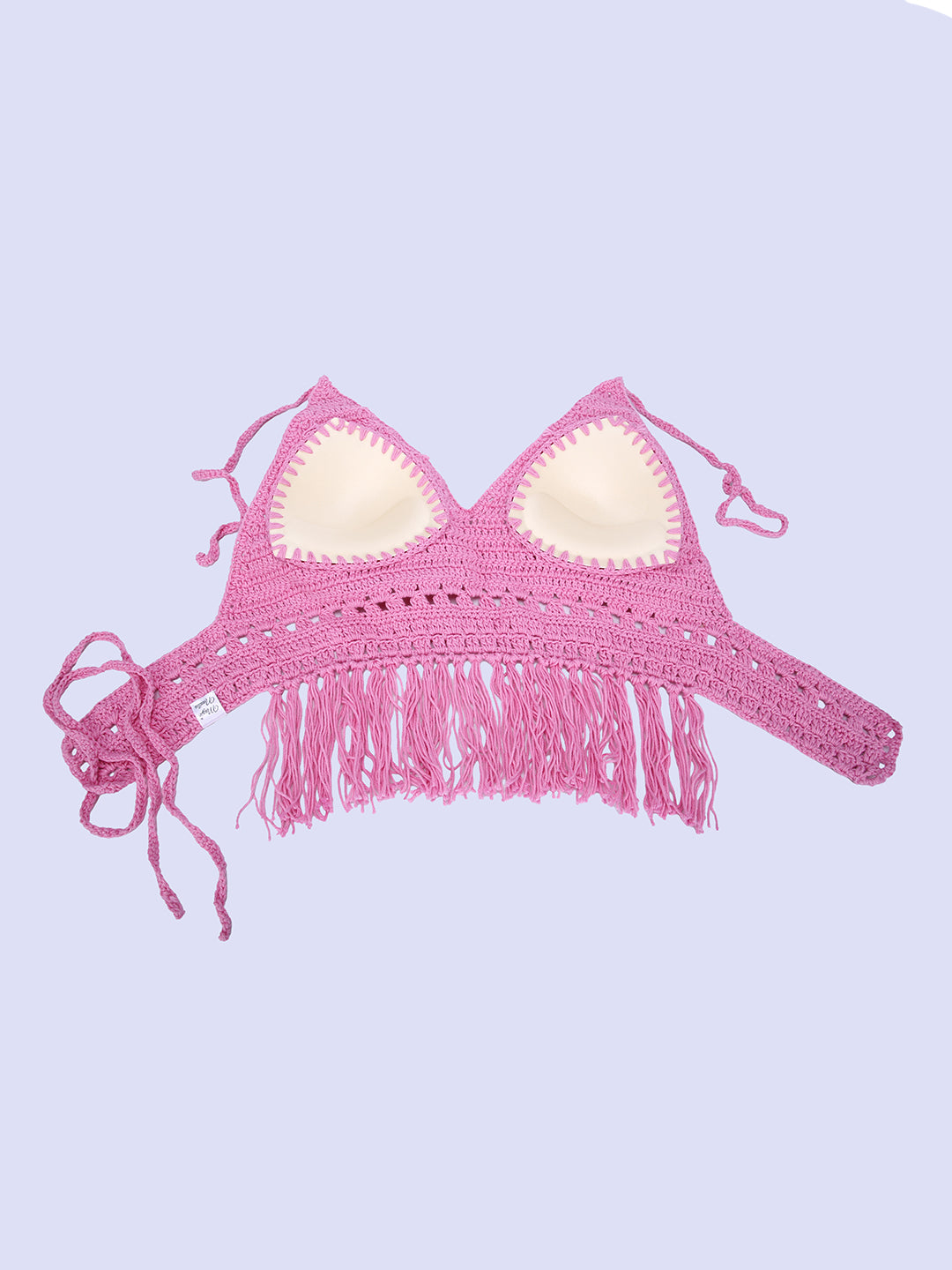 Cotton Bralette Tie Back Top - Pink 3165