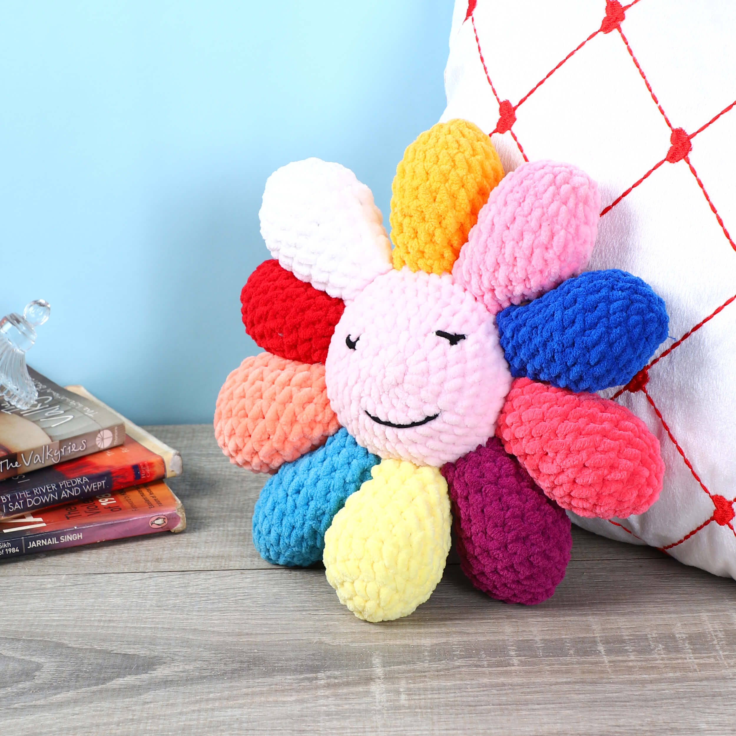Handmade Amigurumi Plush Cushion - Multi Flower